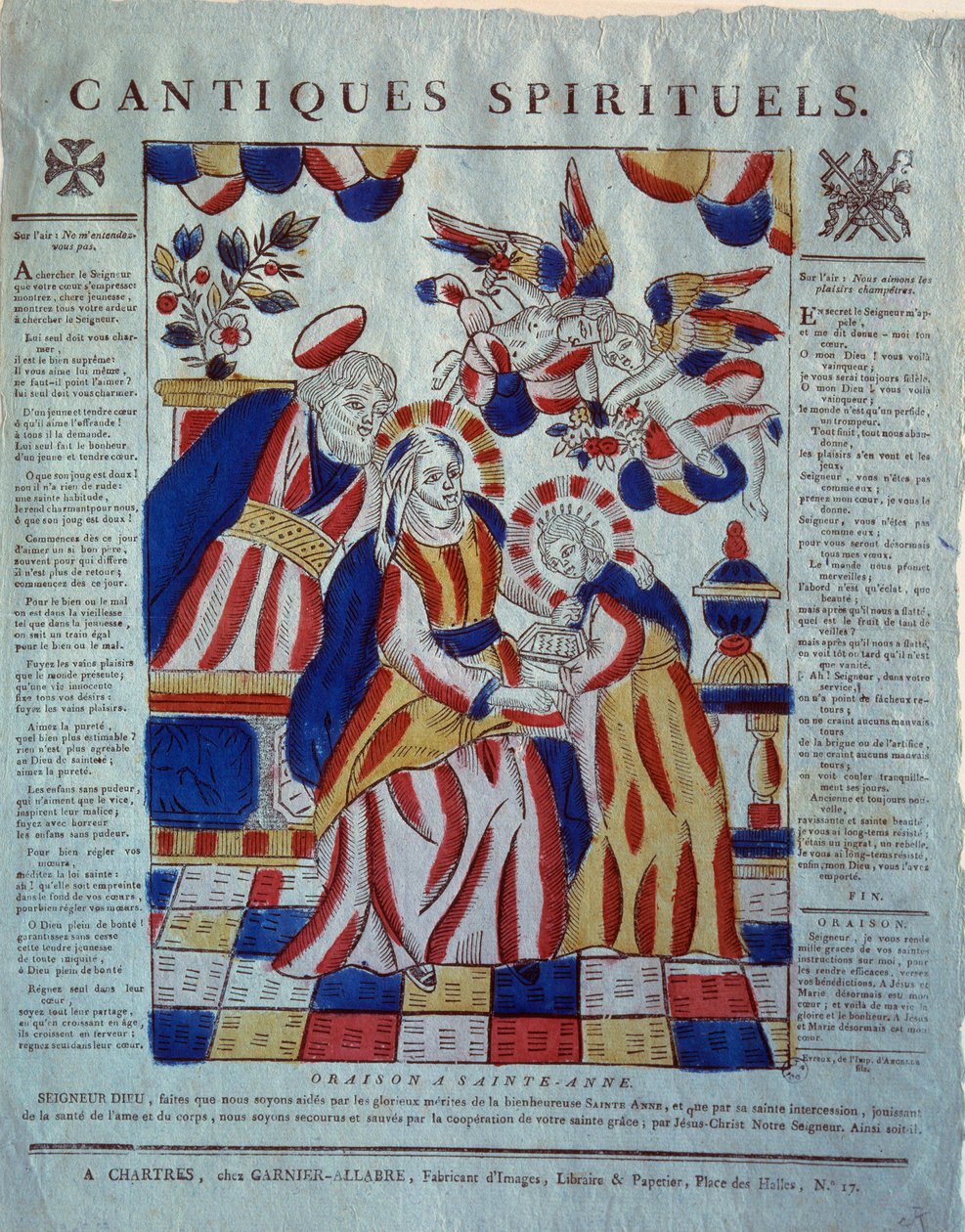 Geistliches Lied: Gebet zu Saint Anne. Gravur des 19. Jahrhunderts. Paris, Museum für Volkskunst und Traditionen von French School