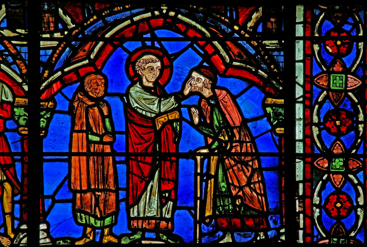 St. Cheron Fenster: Heilt eine blinde Person von French School