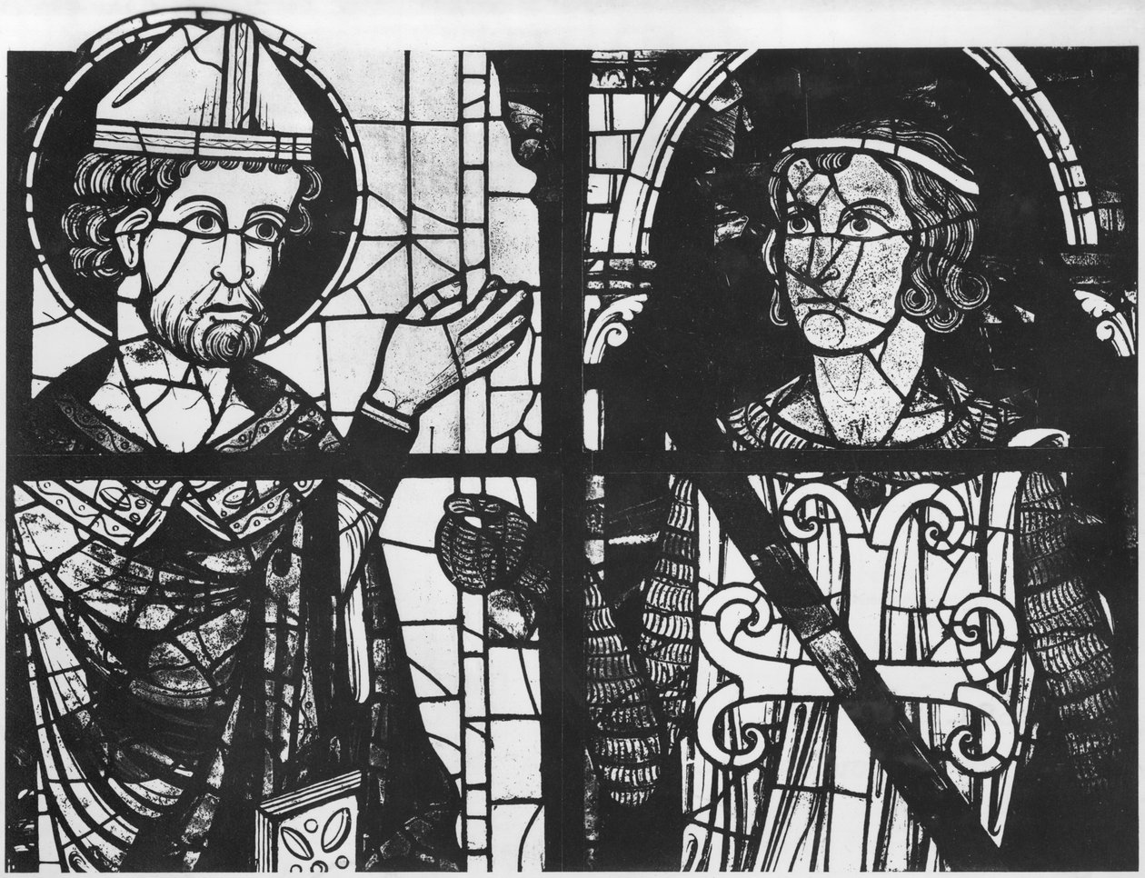 St. Denis übergibt das Oriflamme an den Ritter Clement (Marschall von Metz), Detail, Südrose Verherrlichung unseres Herrn Jesus Christus von French School