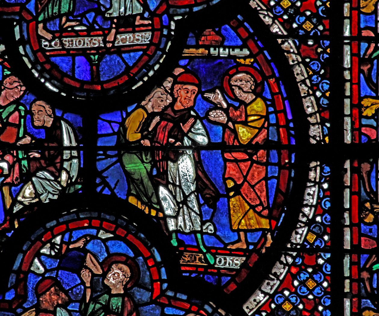 St. Johannes Fenster: Er repariert zerbrochene Edelsteine von French School