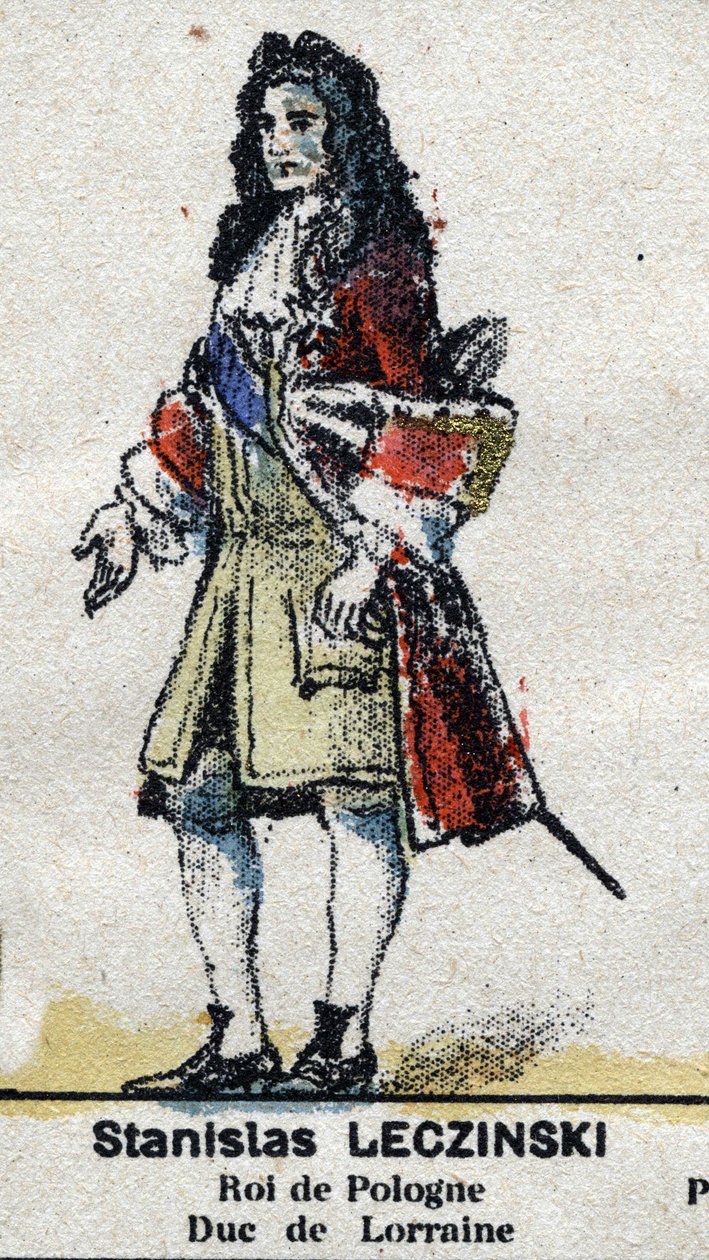 Stanislas I Leszczynski (1677-1766), Herzog von Lothringen und Bar, König von Polen. In "Galerie der Könige und Königinnen von Frankreich und berühmter Persönlichkeiten von 1643 bis 1895" Epinal-Bild. von French School