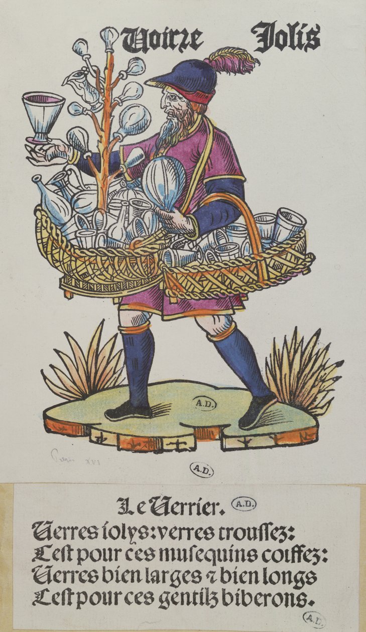 Straßenhändler, der Glaswaren verkauft, aus Cris de Paris, ca. 1515 von French School