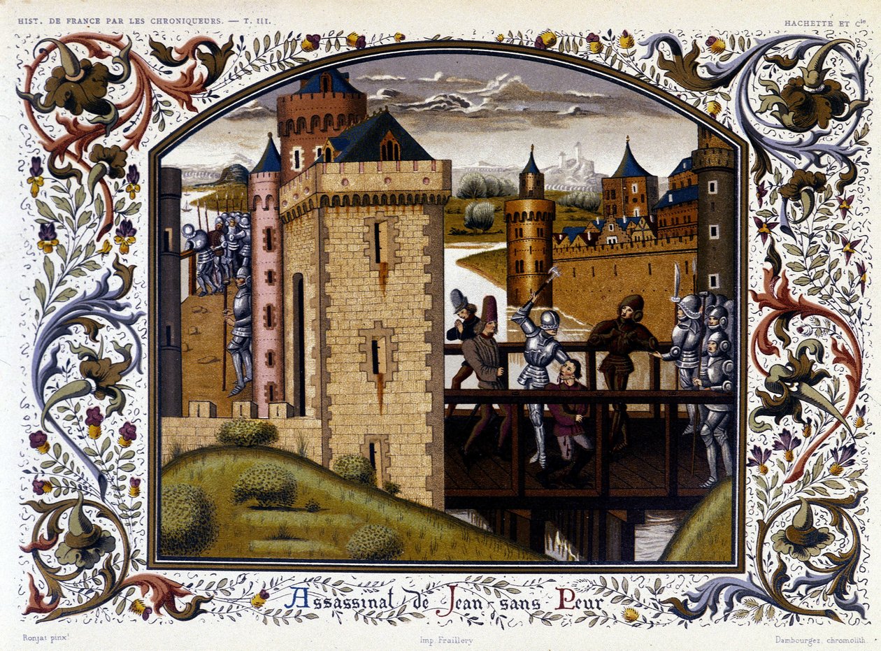 Tanguy du Chatel ermordet Jean ohne Furcht auf der Brücke von Montereau von French School