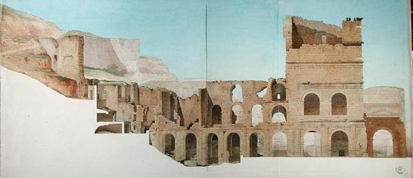 Das antike Theater von Orange (Vaucluse, Frankreich), Seitenansicht von French School