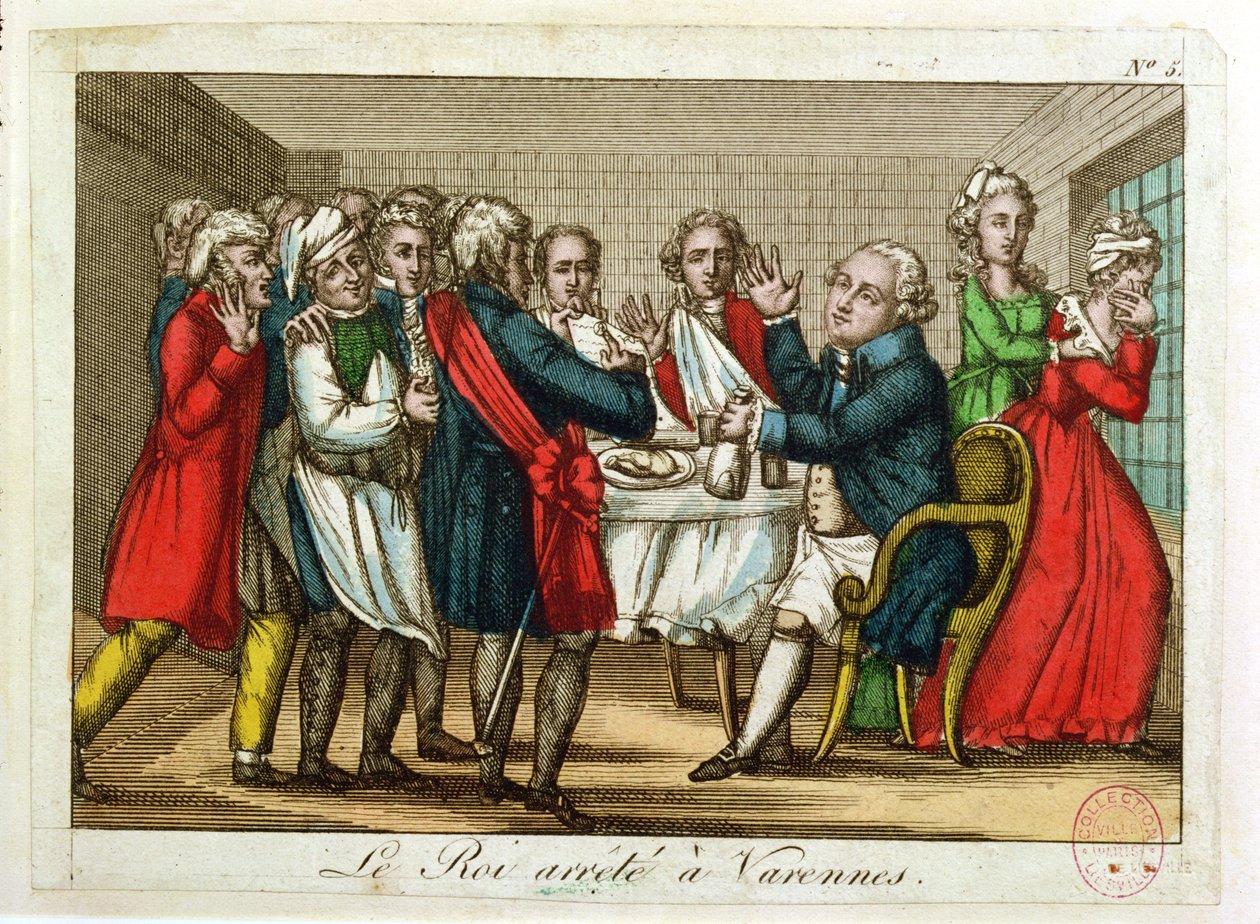Die Verhaftung von Ludwig XVI. (1754-93) in Varennes, 22. Juni 1791 von French School