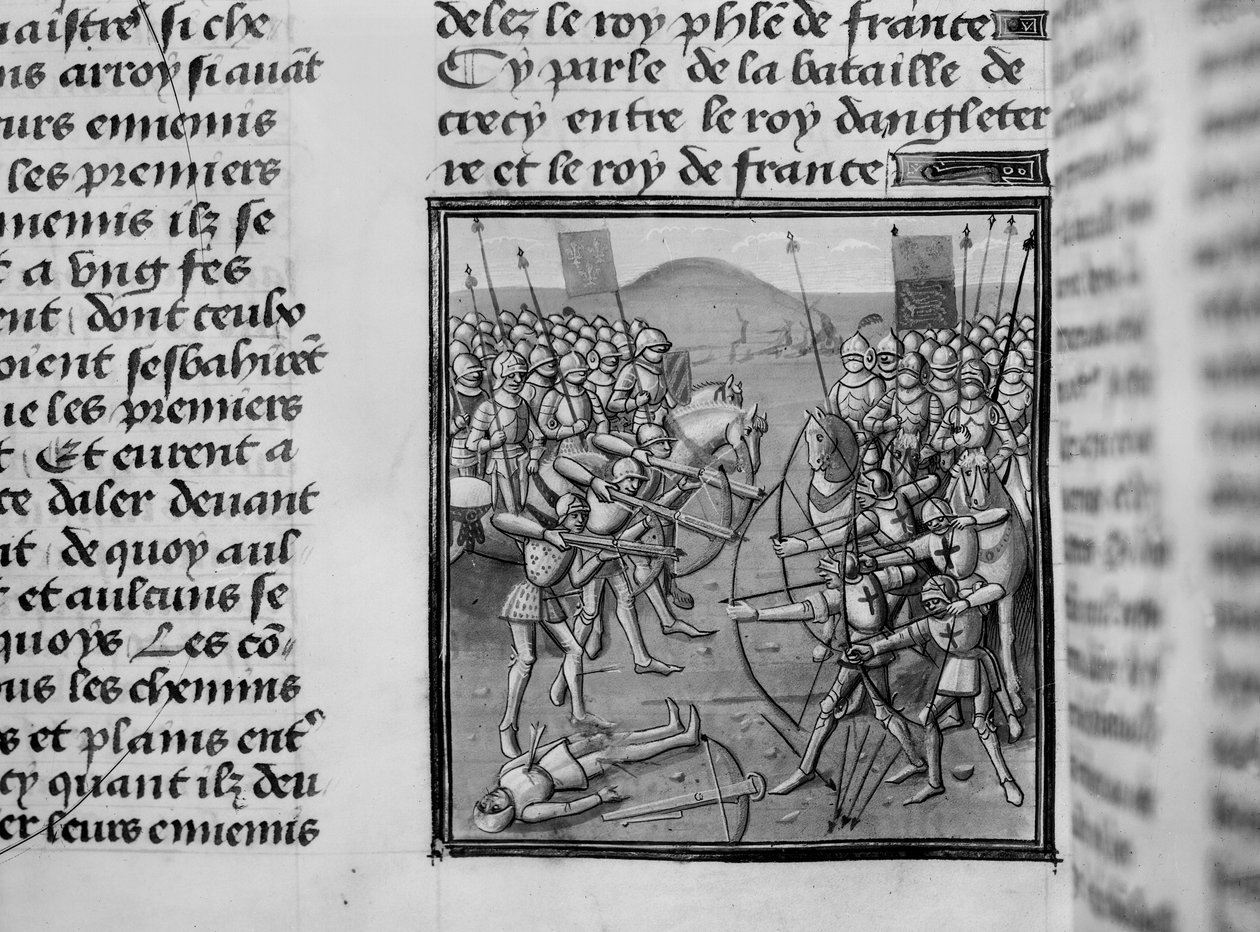 Die Schlacht von Crécy im Jahr 1346 aus Froissarts Chroniken von French School