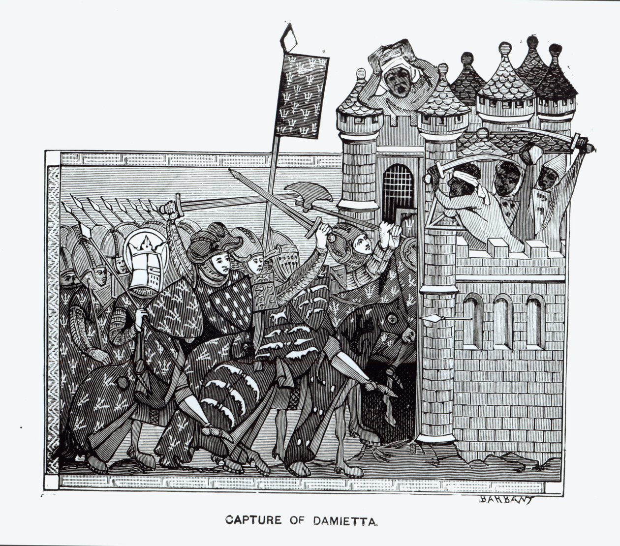 Die Eroberung von Damiette im Jahr 1249 von French School