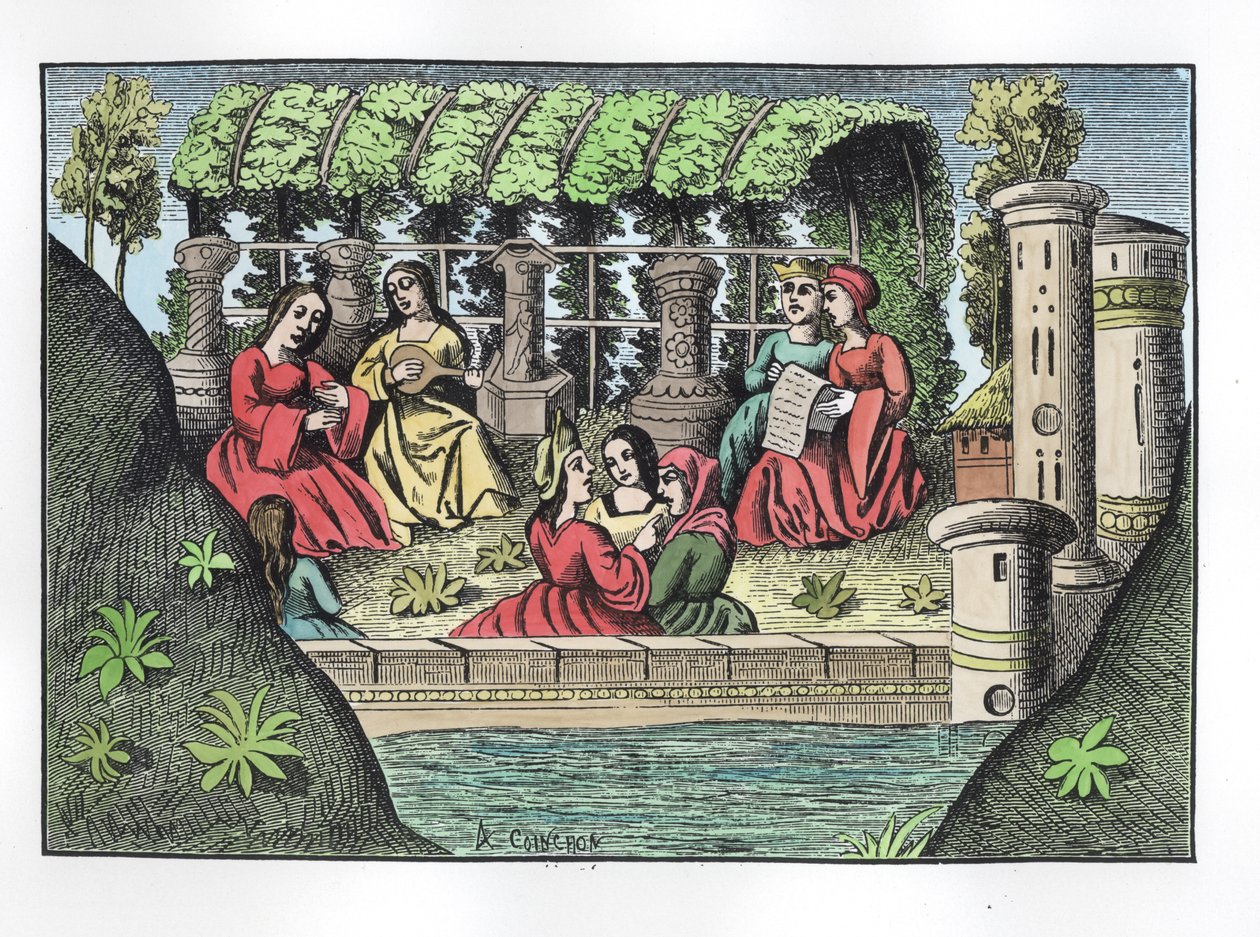 Das Schloss von Alamond und seine Verzauberungen, aus Die Reisen des Marco Polo, kopiert von Albert Coinchon (spätere Kolorierung) von French School