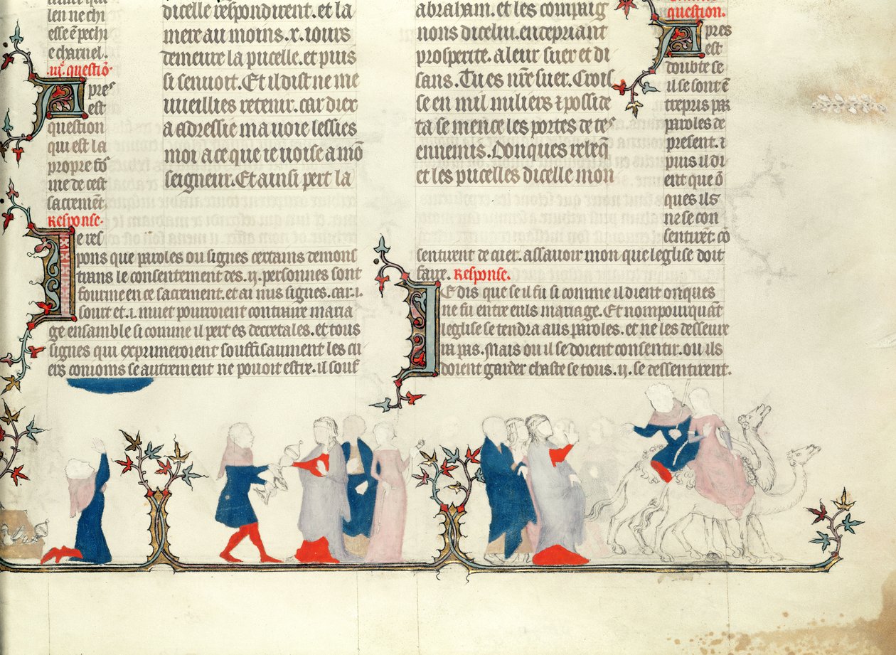 Die Abreise von Rebecca mit Eliezer, aus der Bibel von Jean de Sy, ca. 1355 von French School