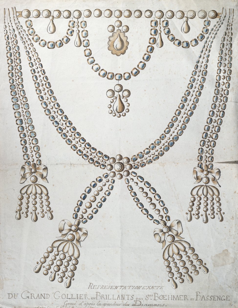 Die Diamantkette, die in die Affäre des Collier de la Reine verwickelt war, ca. 1785 von French School