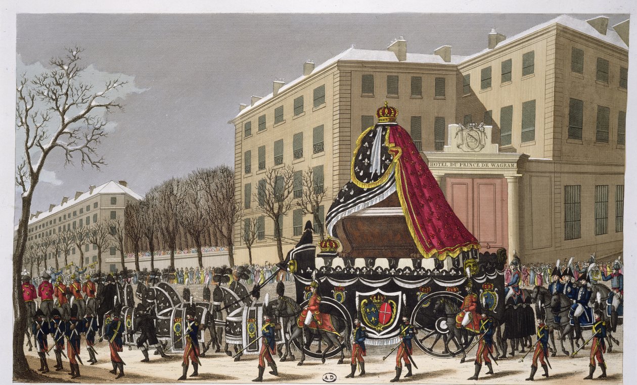 Der Trauerzug von Ludwig XVI. (1754-93) und Marie-Antoinette (1755-93), 21. Januar 1815 von French School