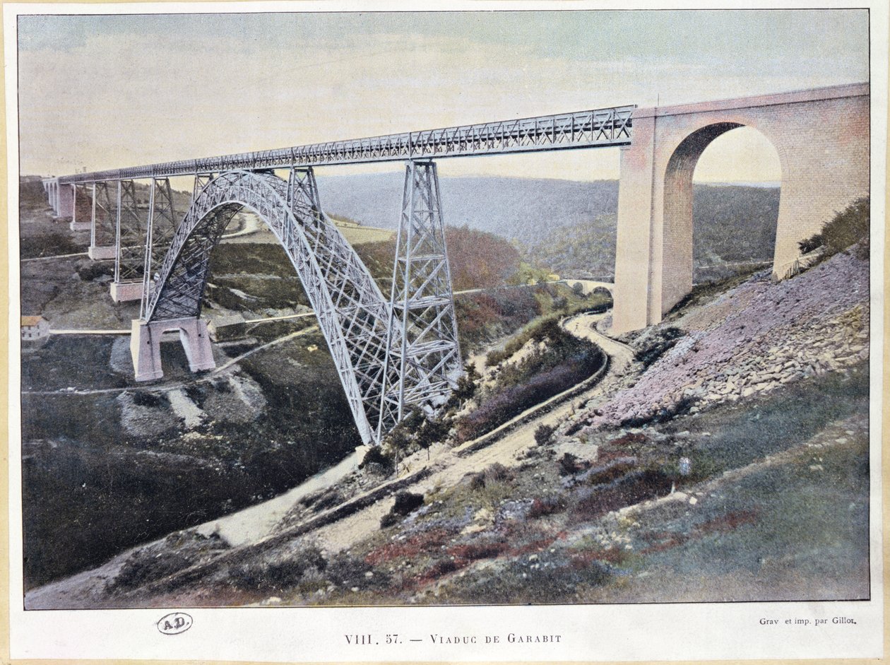 Das Garabit-Viadukt, gebaut 1882-84, gedruckt von Gillot von French School