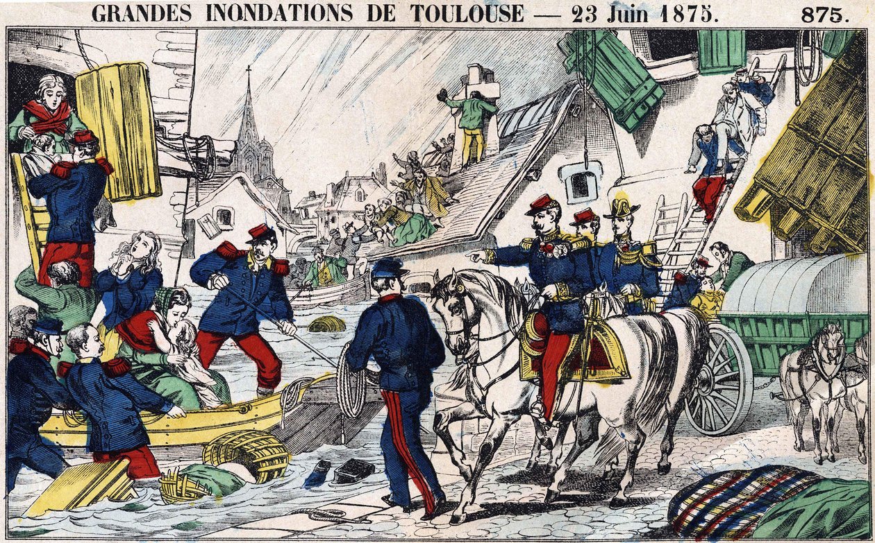 Die großen Überschwemmungen von Toulouse am 23. Juni von French School
