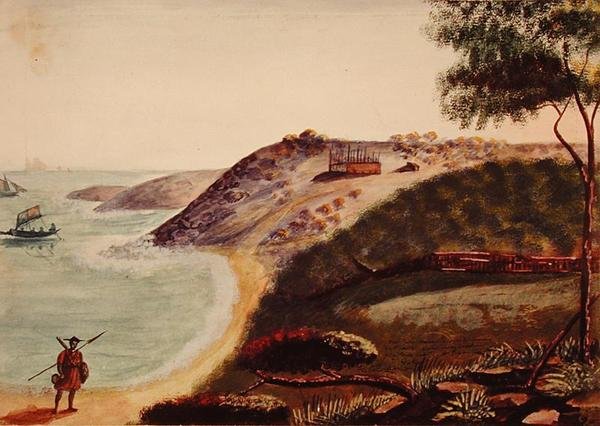 Die Insel Dakar mit Blick auf das Haus eines Missionars während des Baus von French School