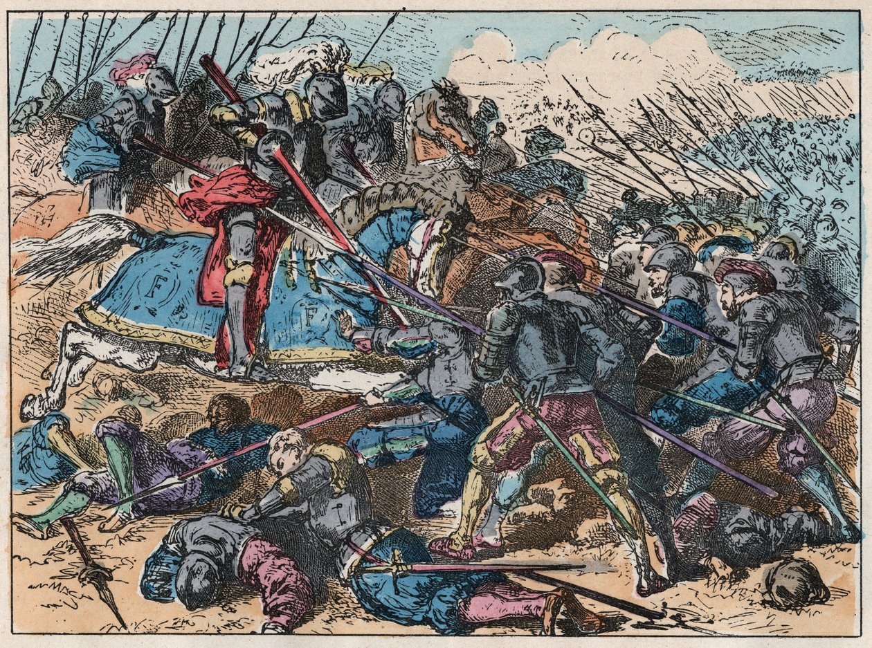 Der König von Frankreich Franz I. (1494-1547) in der Schlacht von Marignano am 13. und 14. September 1515 - Franz I. (1494-1547) in der Schlacht von Marignano. von French School