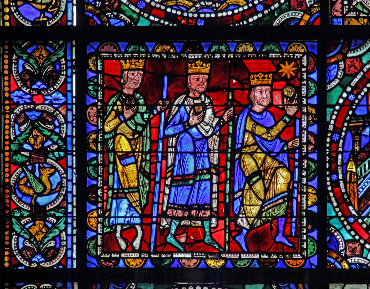 Das Leben Christi Fenster: Die Anbetung der Weisen (mit dem nächsten Panel) von French School