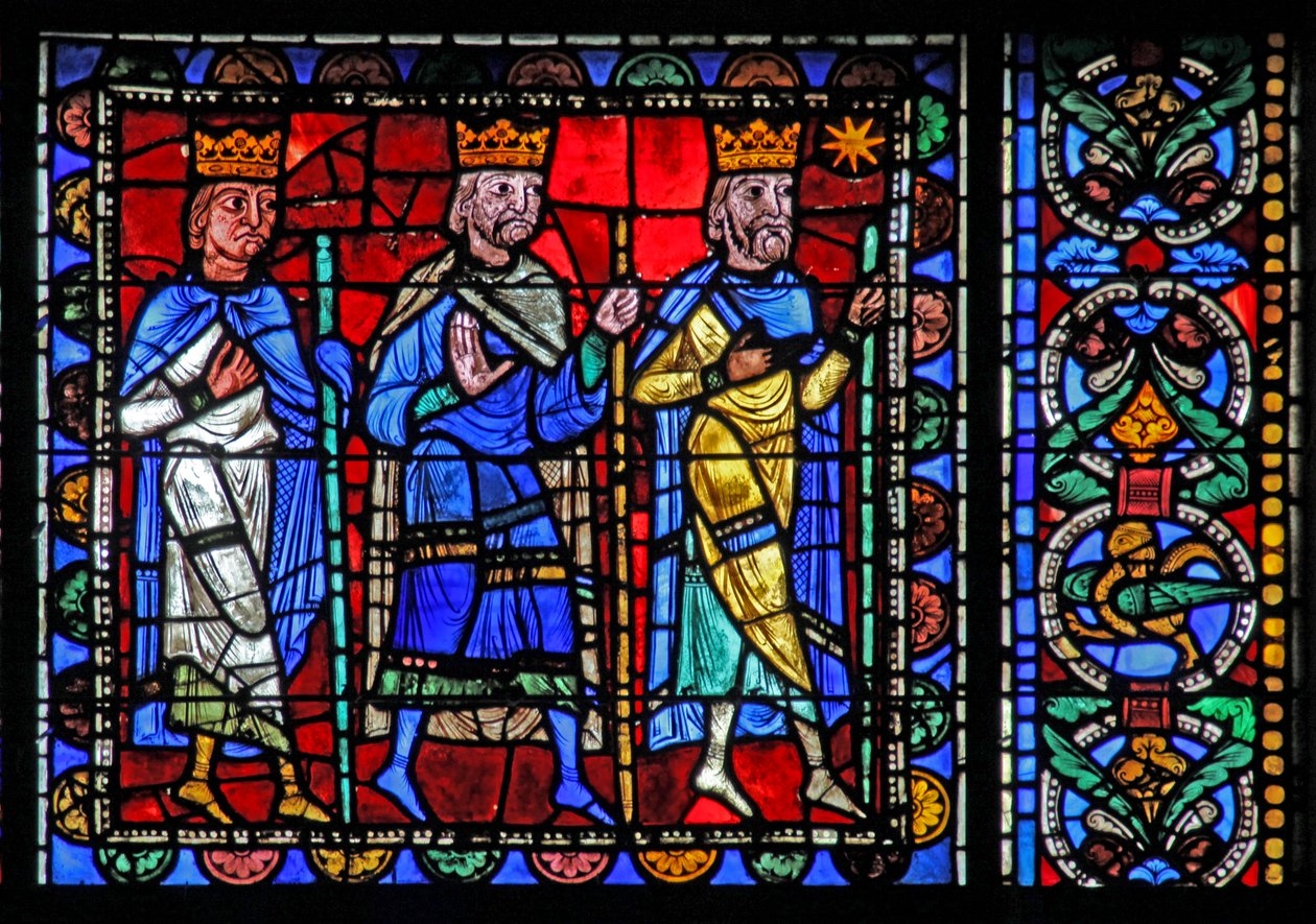 Das Leben Christi Fenster: Die Weisen ziehen ab von French School