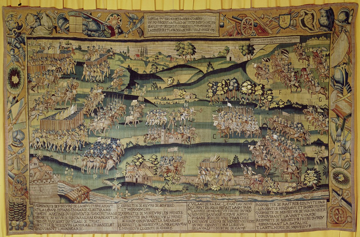 Das Treffen der beiden Armeen in der Schlacht von Jarnac, 13. März 1569 von French School