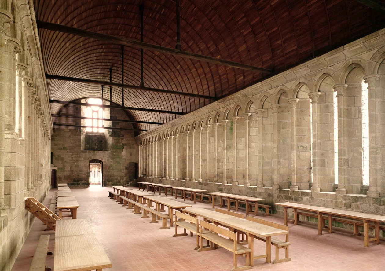 Das Refektorium der Mönche, Innenansicht der Abtei, 1217 von French School