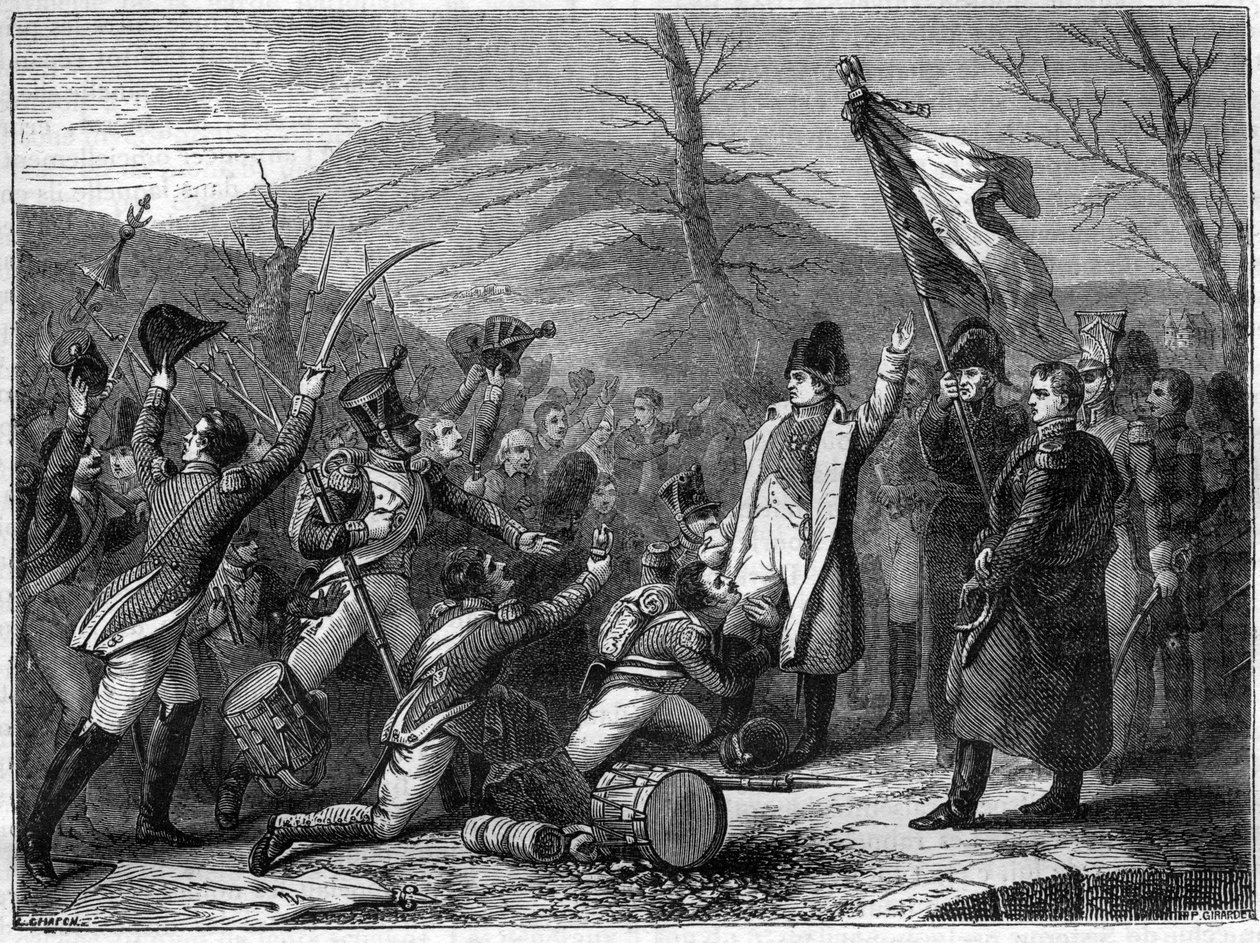 Die Hundert Tage - März 1815: La Bedoyere schließt sich Napoleon an - Les Cent Jours: Charles Angelique Francois Huchet de La Bedoyere (Labedoyere) von French School