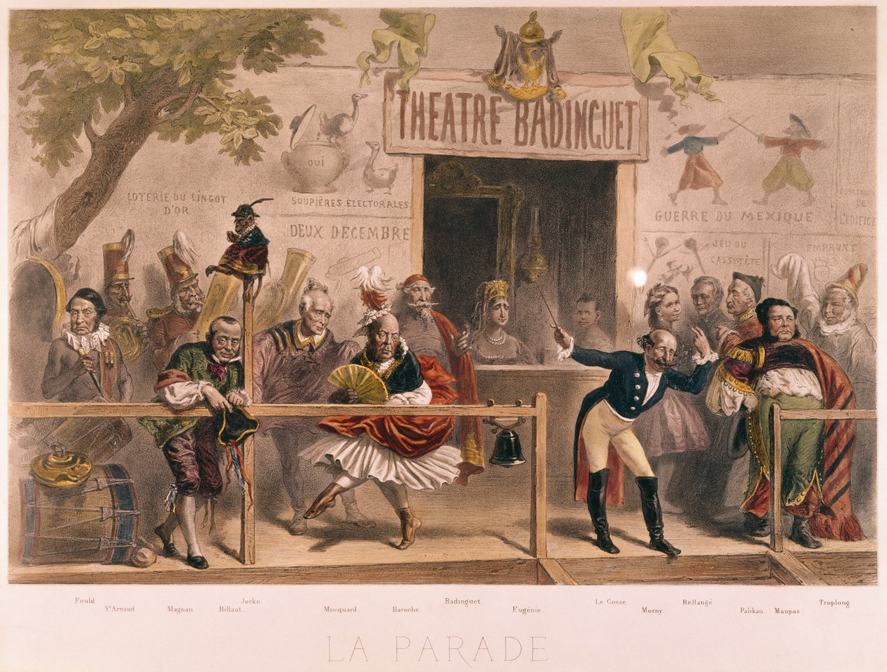 Die Parade, Karikatur von Napoleon III und seinem Hof (1808-73), aus La Menagerie Imperiale, ca. 1870 von French School