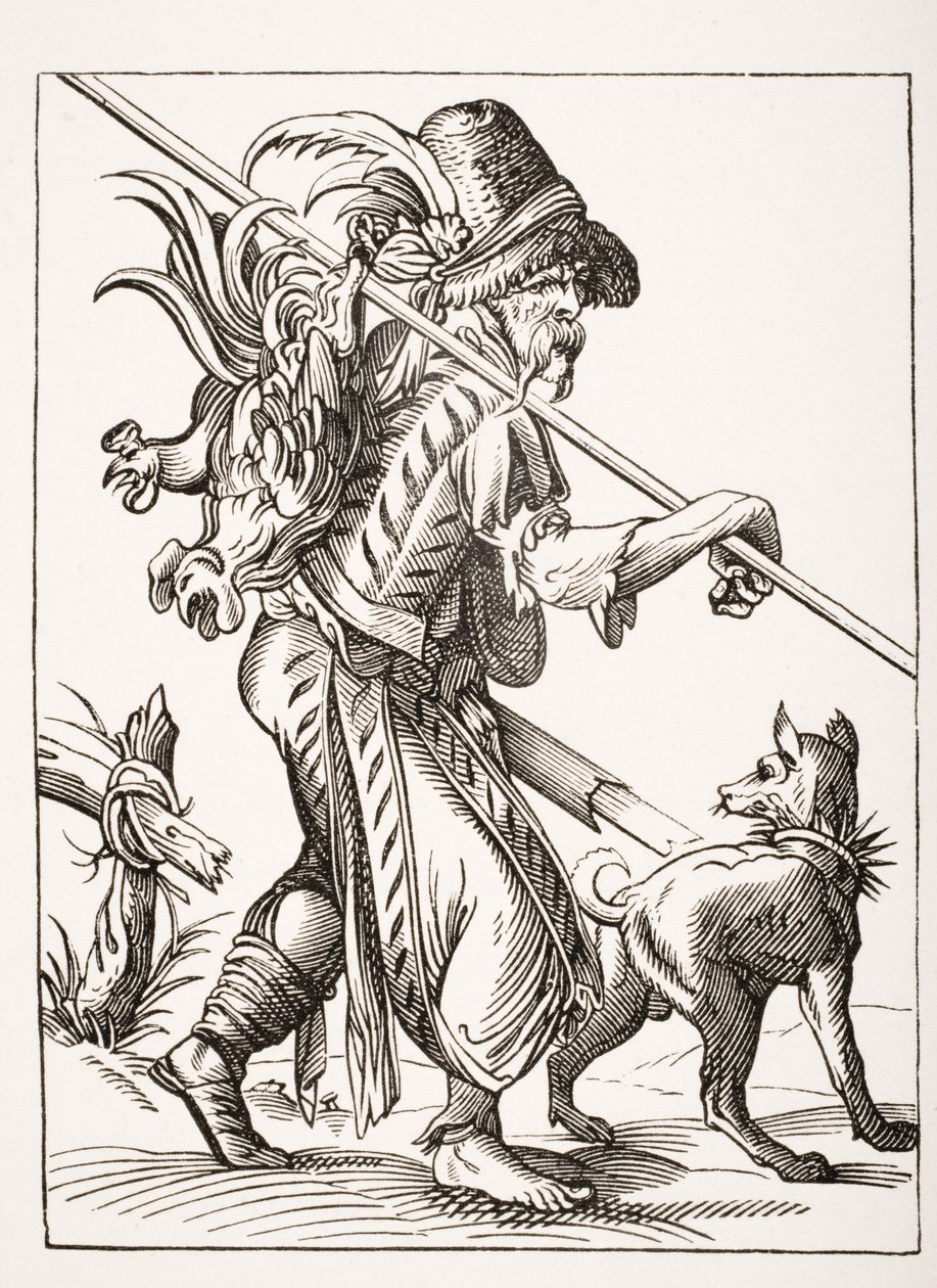 Der Geflügelhändler, nach einer Illustration aus dem 16. Jahrhundert, gezeichnet und graviert von Jost Amman (1539-91) aus 