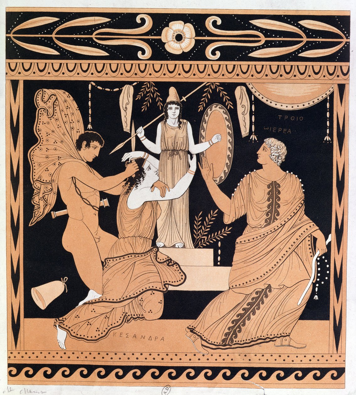 Die Vergewaltigung von Kassandra durch Ajax, Illustration von einer antiken griechischen Vase von French School