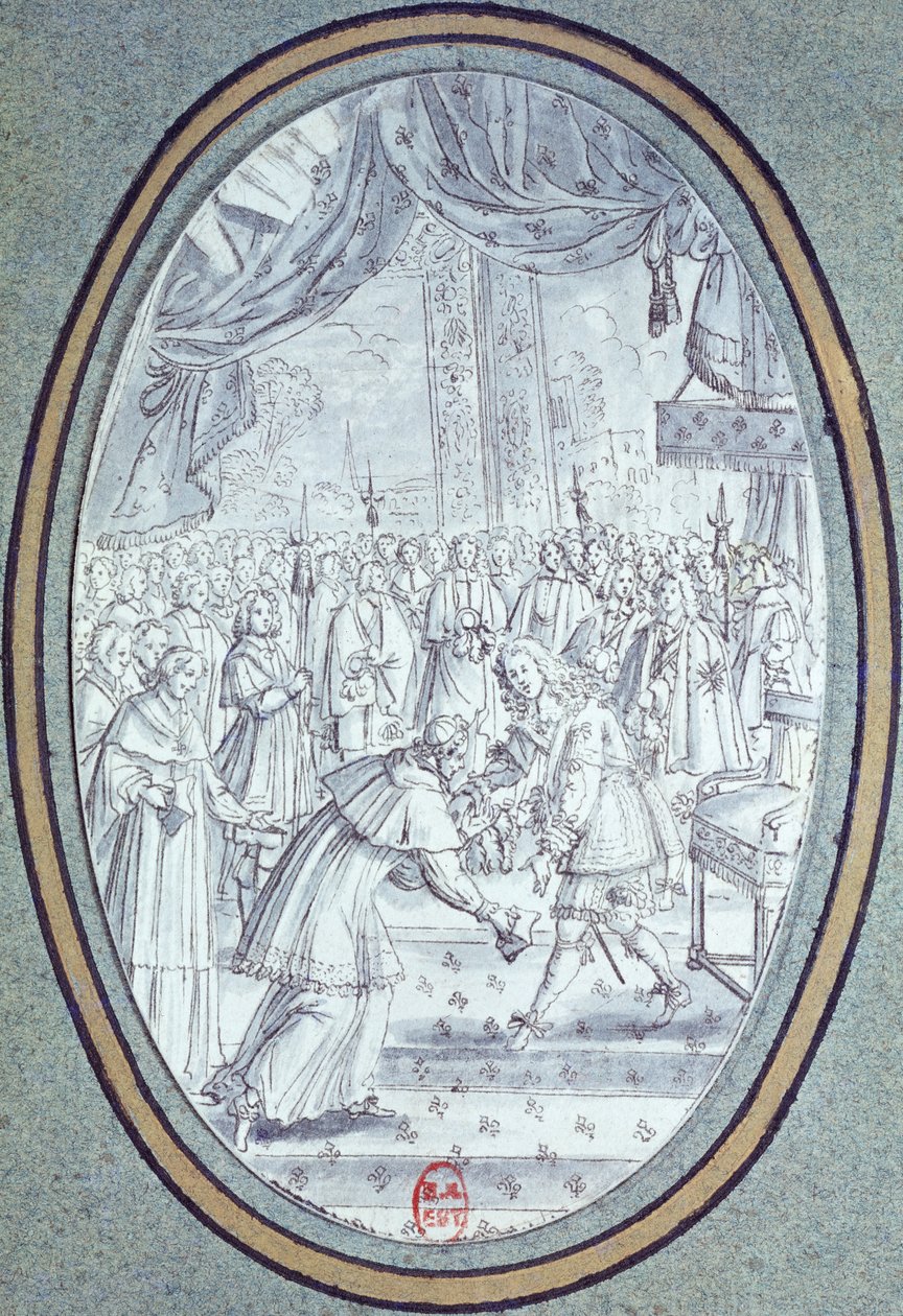 Empfang von Kardinal Flavio Chigi (1631-93) durch Ludwig XIV. (1638-1715) am 29. Juli 1664 von French School