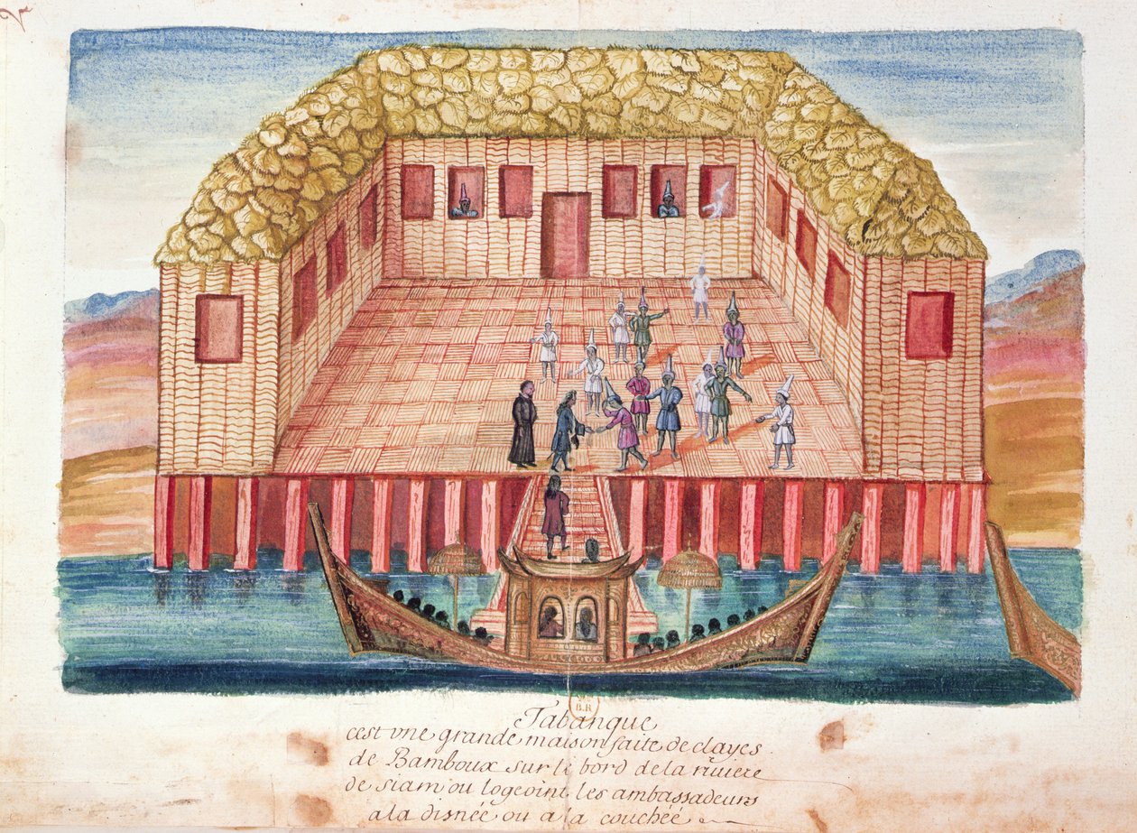 Die Residenz der französischen Botschafter in Siam, aus einem Bericht der Jesuiten in Siam, 1688 von French School