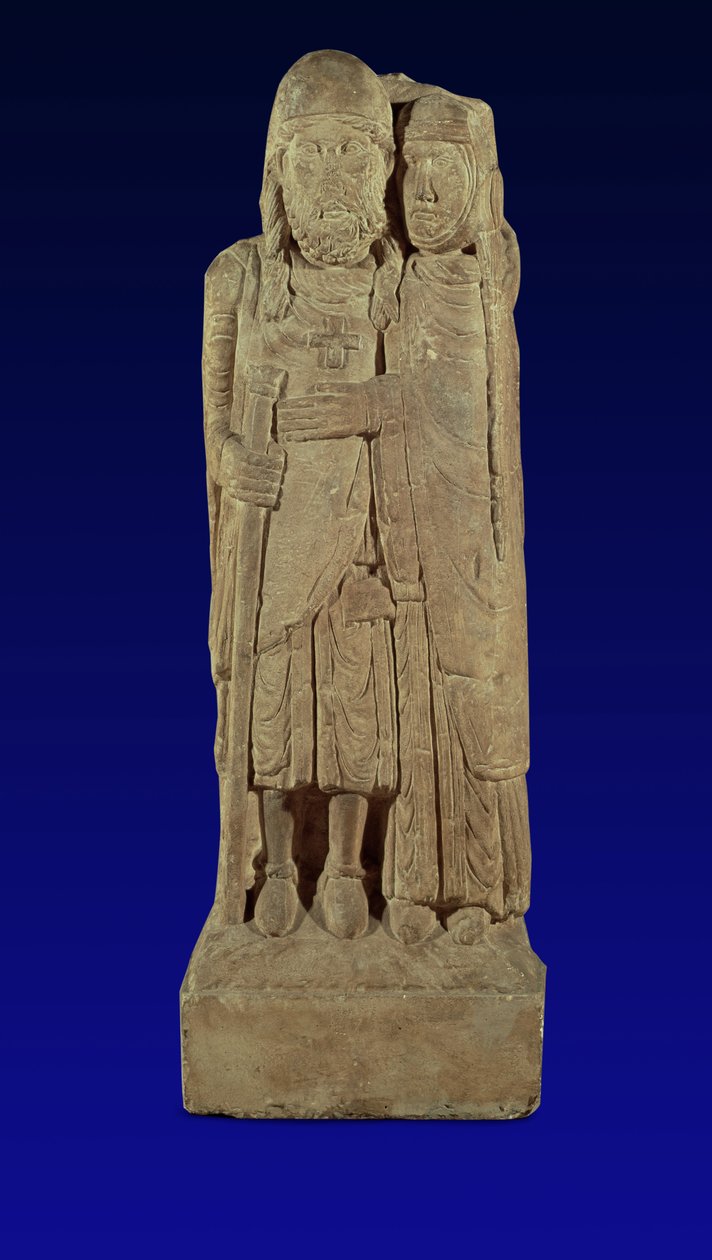 Die Rückkehr des Kreuzfahrers, Hugh de Vaudemont umarmt von seiner Frau, aus dem Kreuzgang des Priorats von Belval, nahe Portieux, in Lothringen von French School