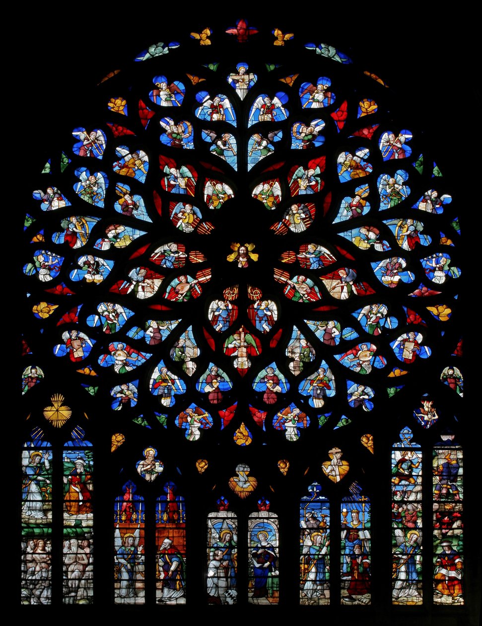 Die Rose de Paradis mit Engelmusikern, vor 1520 von French School
