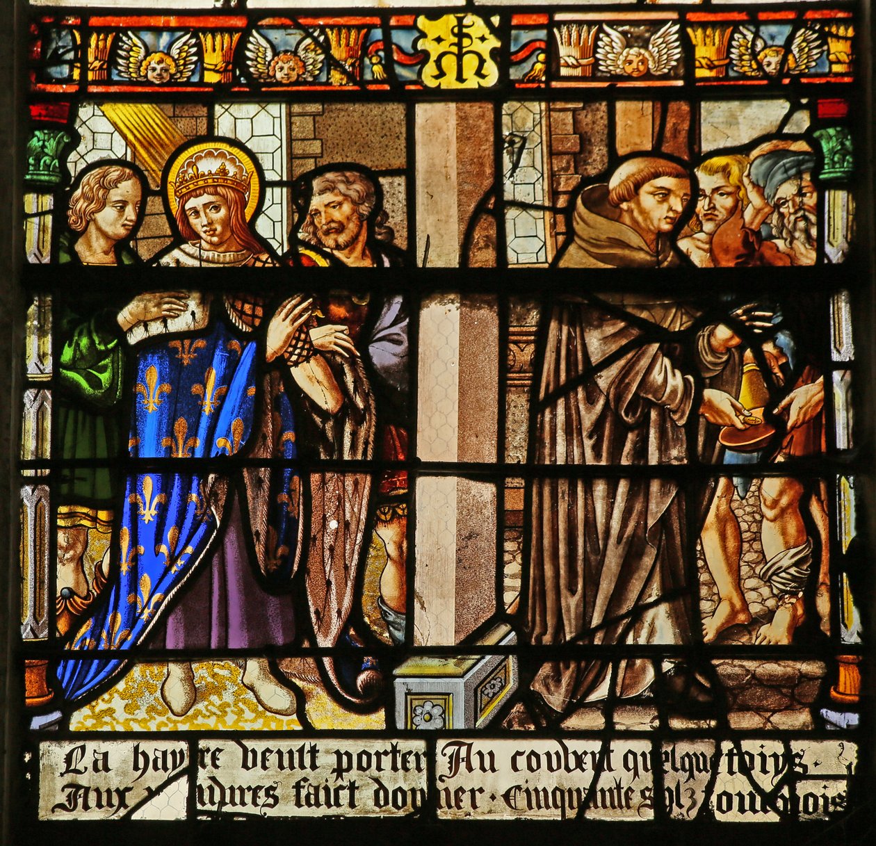 Das Fenster des Heiligen Ludwig: Ludwig tut Buße und gibt den Mönchen Almosen von French School