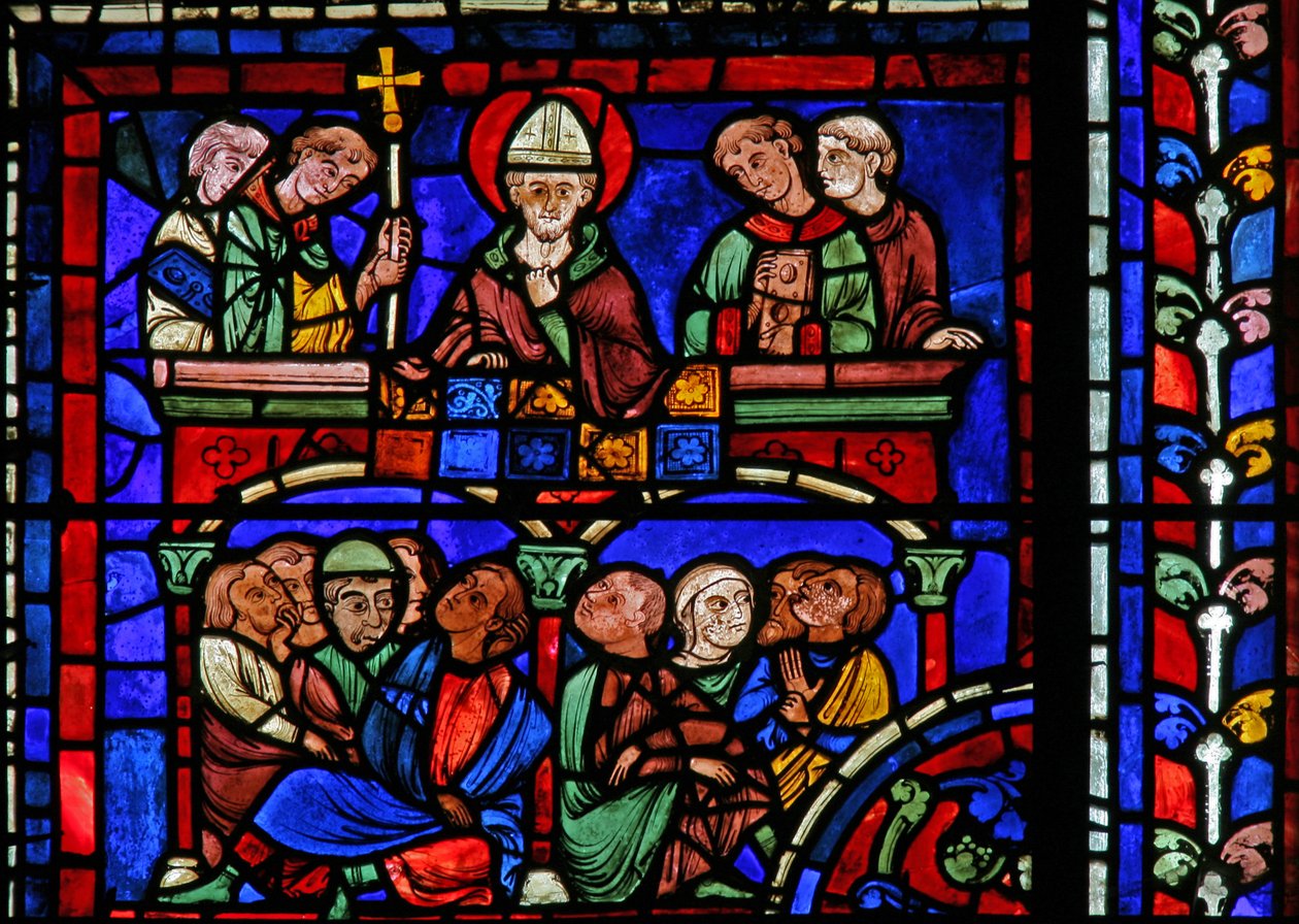 Das St. Martin Fenster: Der Heilige predigt von French School