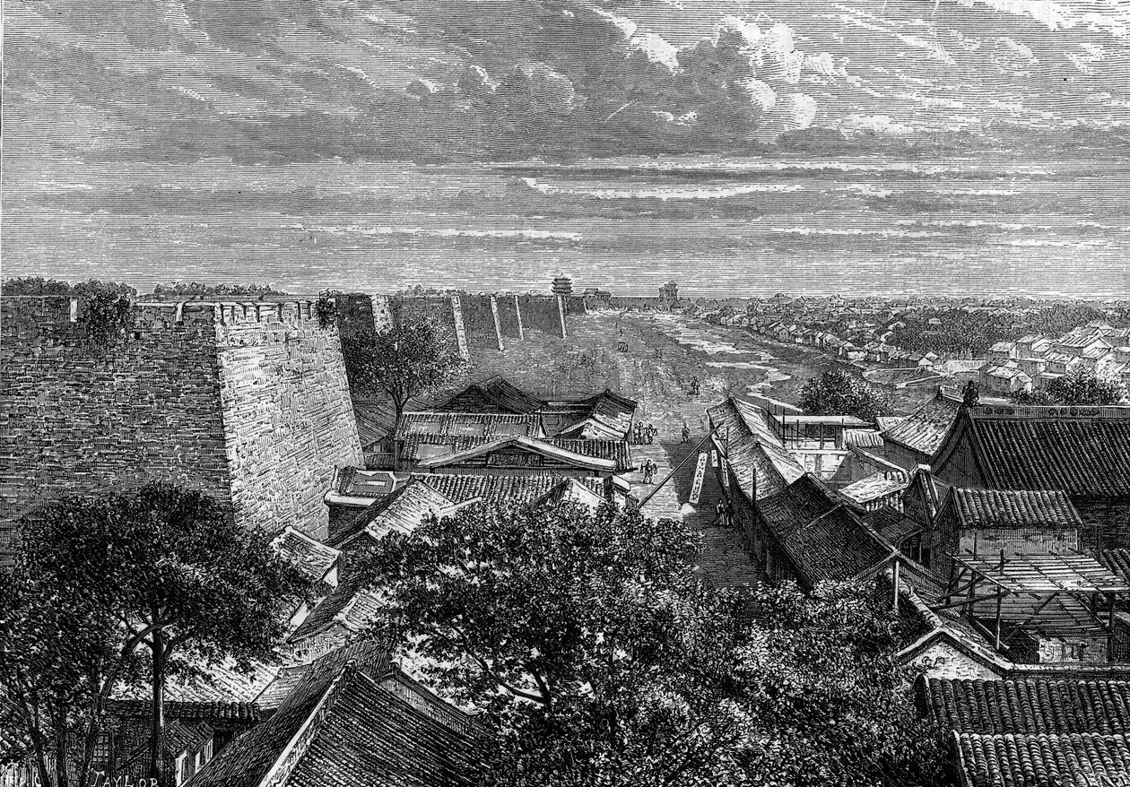 Die Mauern von Peking, China. Gravur in „The Youth Journal“ von French School