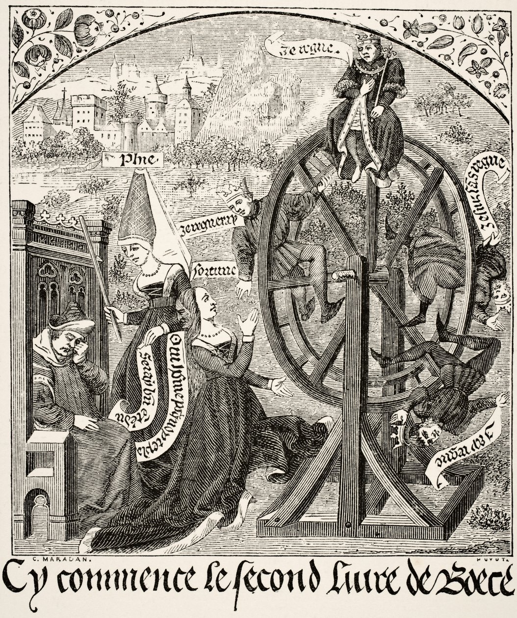 Das Rad des Schicksals, aus Wissenschaft und Literatur im Mittelalter von Paul Lacroix, veröffentlicht in London 1878 von French School