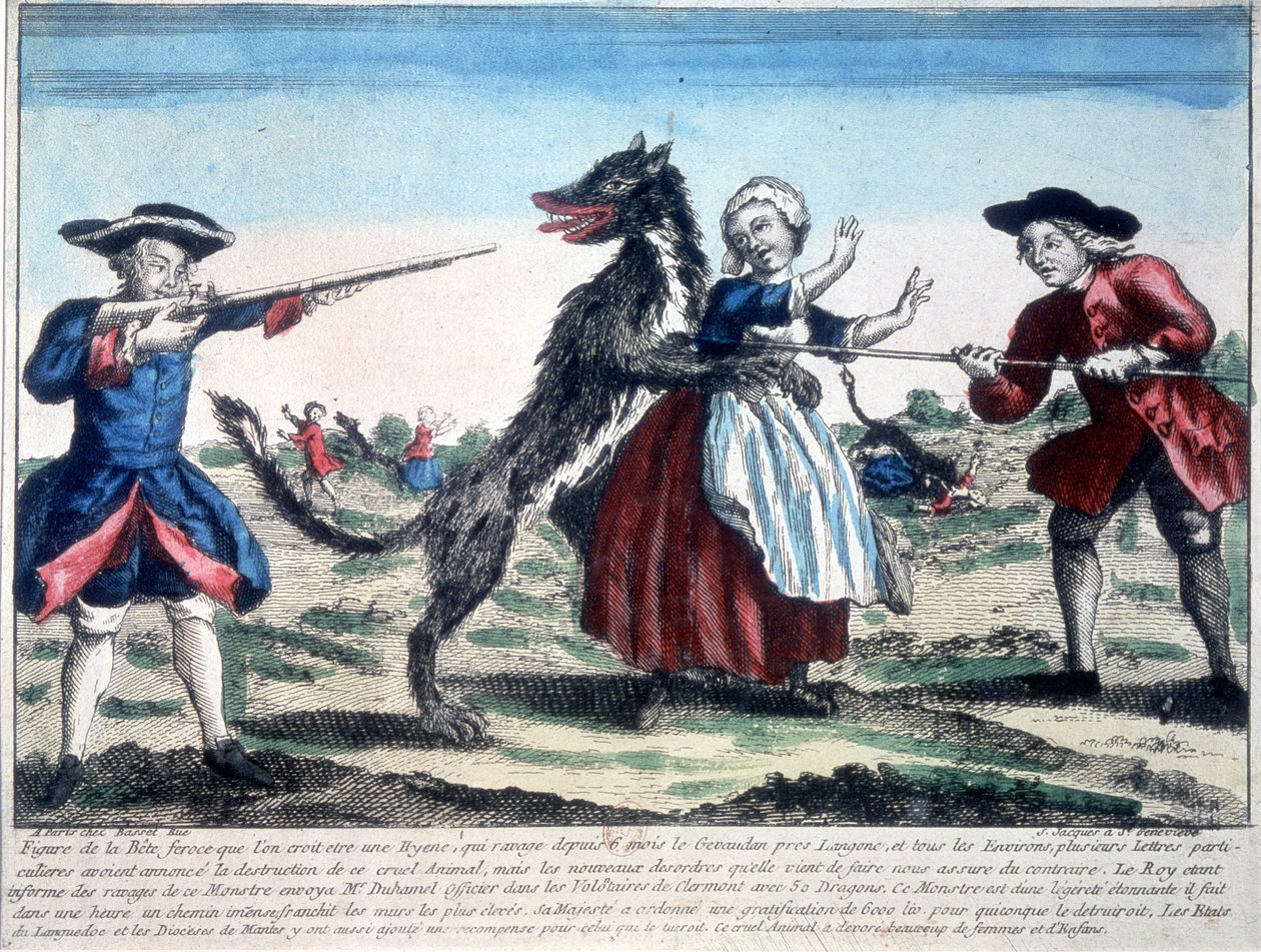 Das Biest von Gévaudan, getötet von Soldaten von French School