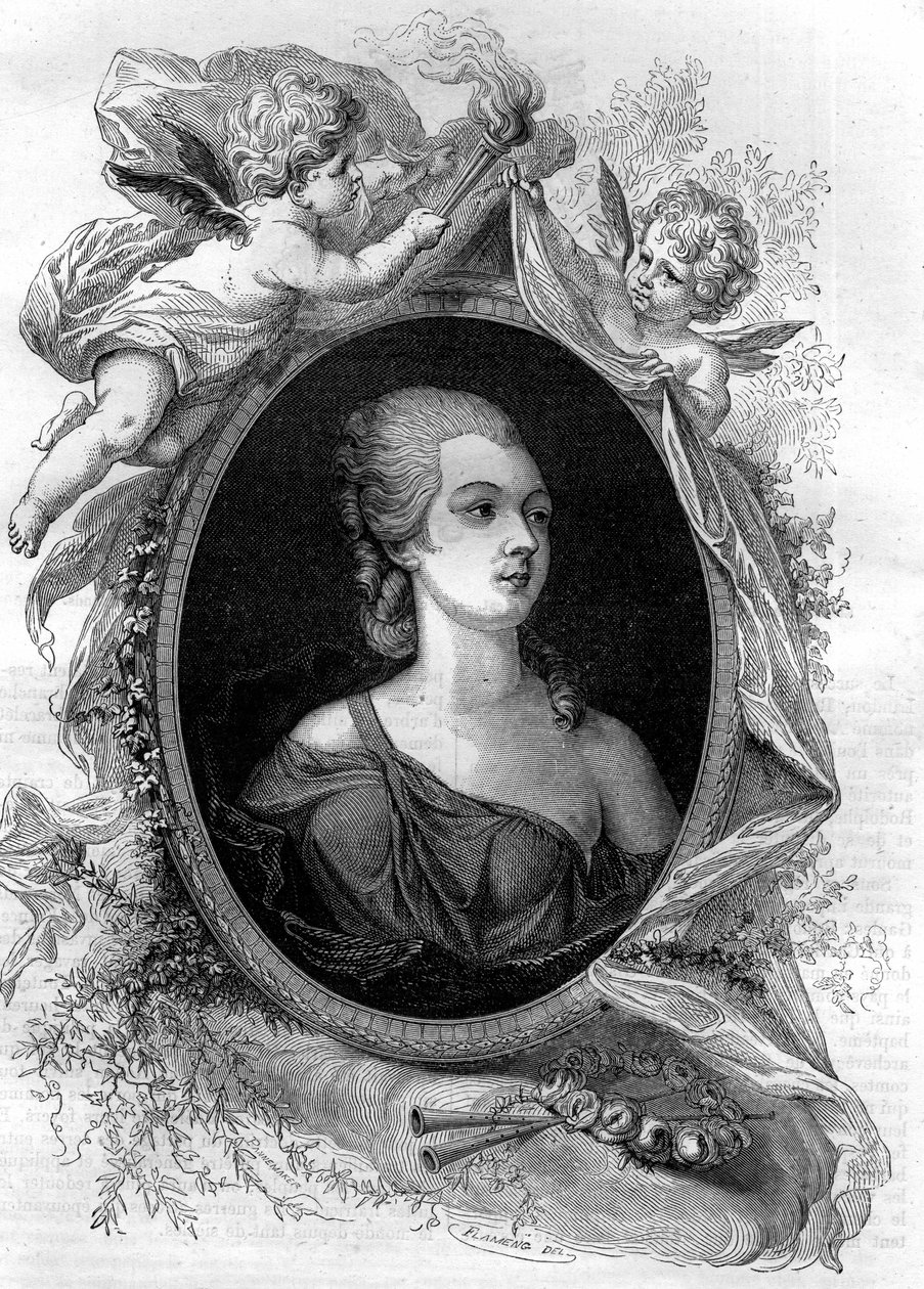 Die schöne Marozie (Mariuccia, Mariozza oder Marousie von Tusculum, ca. 890-932/937), inzestuöse Mutter zweier Generationen von Päpsten. Gravur in 