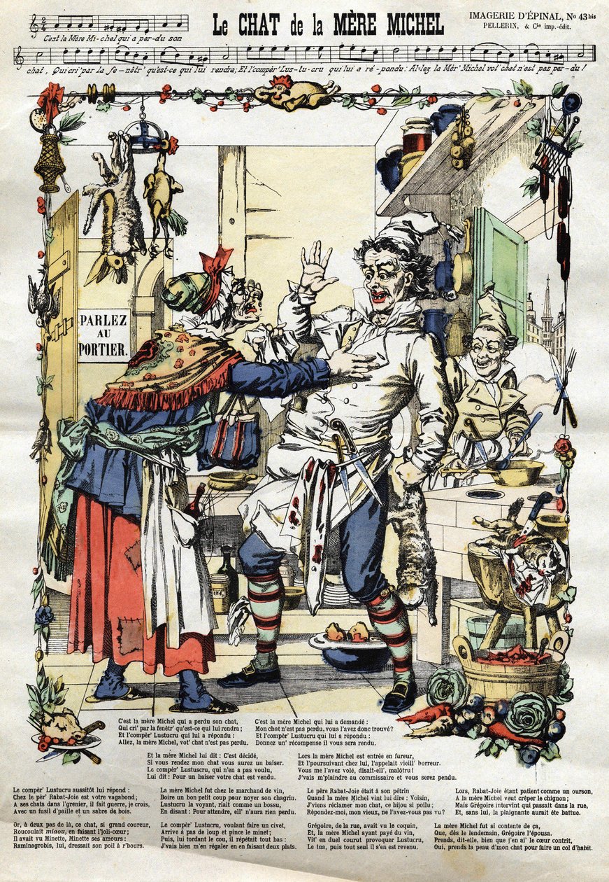 Die Katze von Mutter Michel, Volkslied (Bild von Epinal) von French School