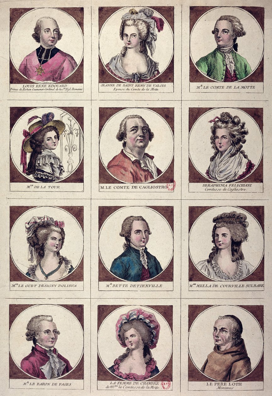 Die Hauptfiguren der Affäre des Collier de la Reine 1785-86 von French School