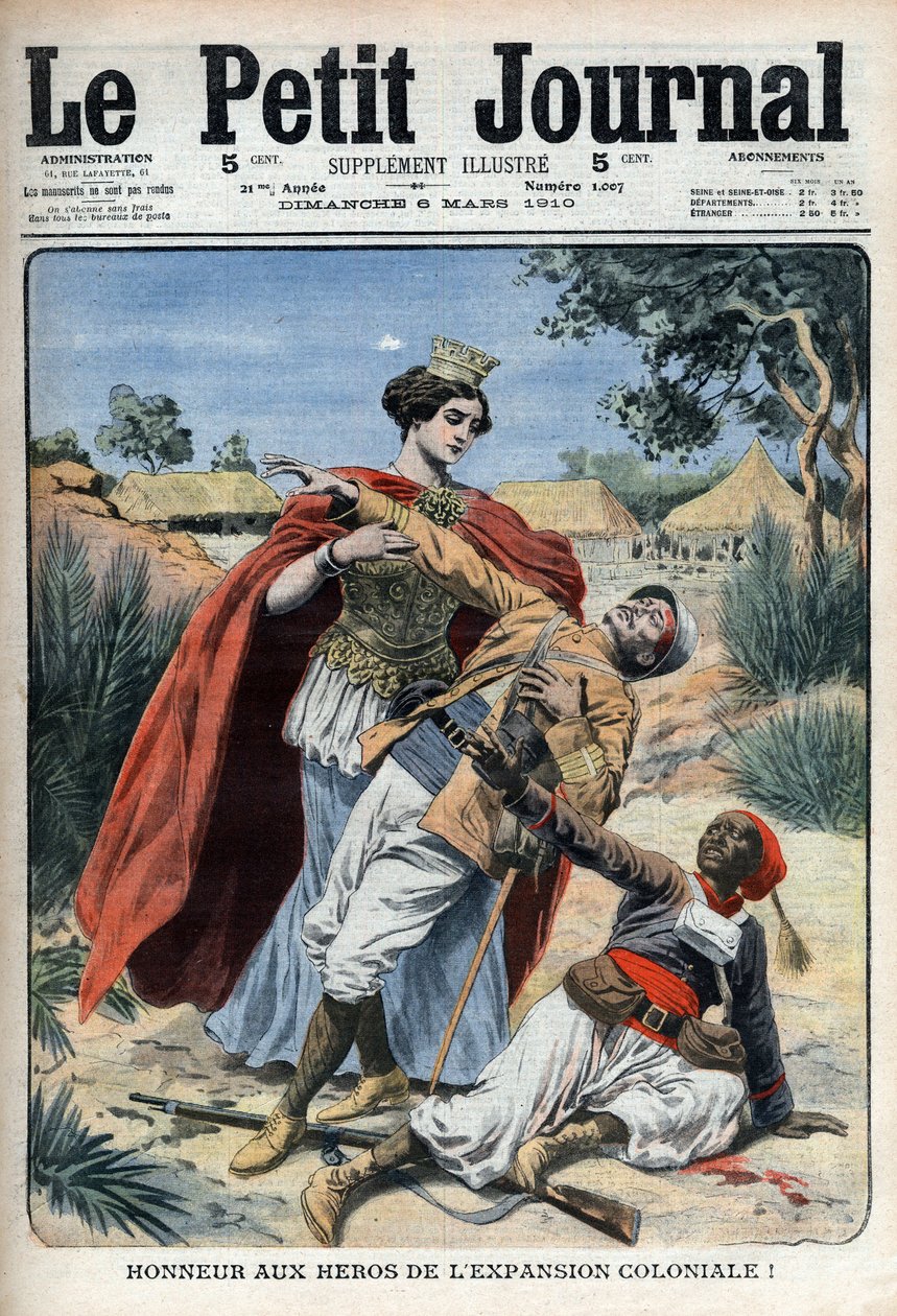 Die Helden des Kolonialismus (in Nordafrika) werden geehrt, allegorische Gravur „Le Petit Journal“, 6. März 1910 (Gravur) von French School