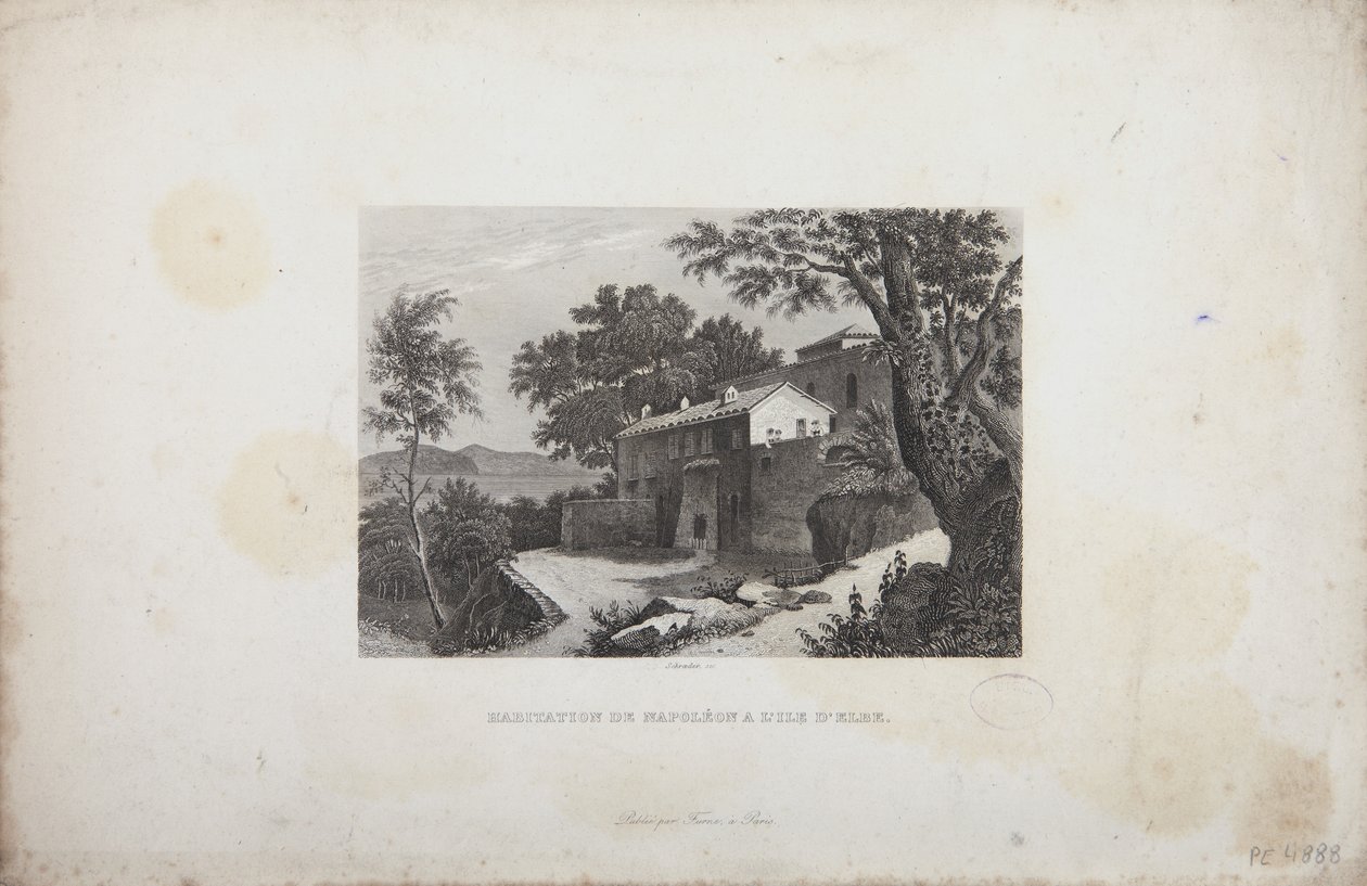 Das Haus Napoleons auf der Insel Elba, graviert von Schroeder von French School