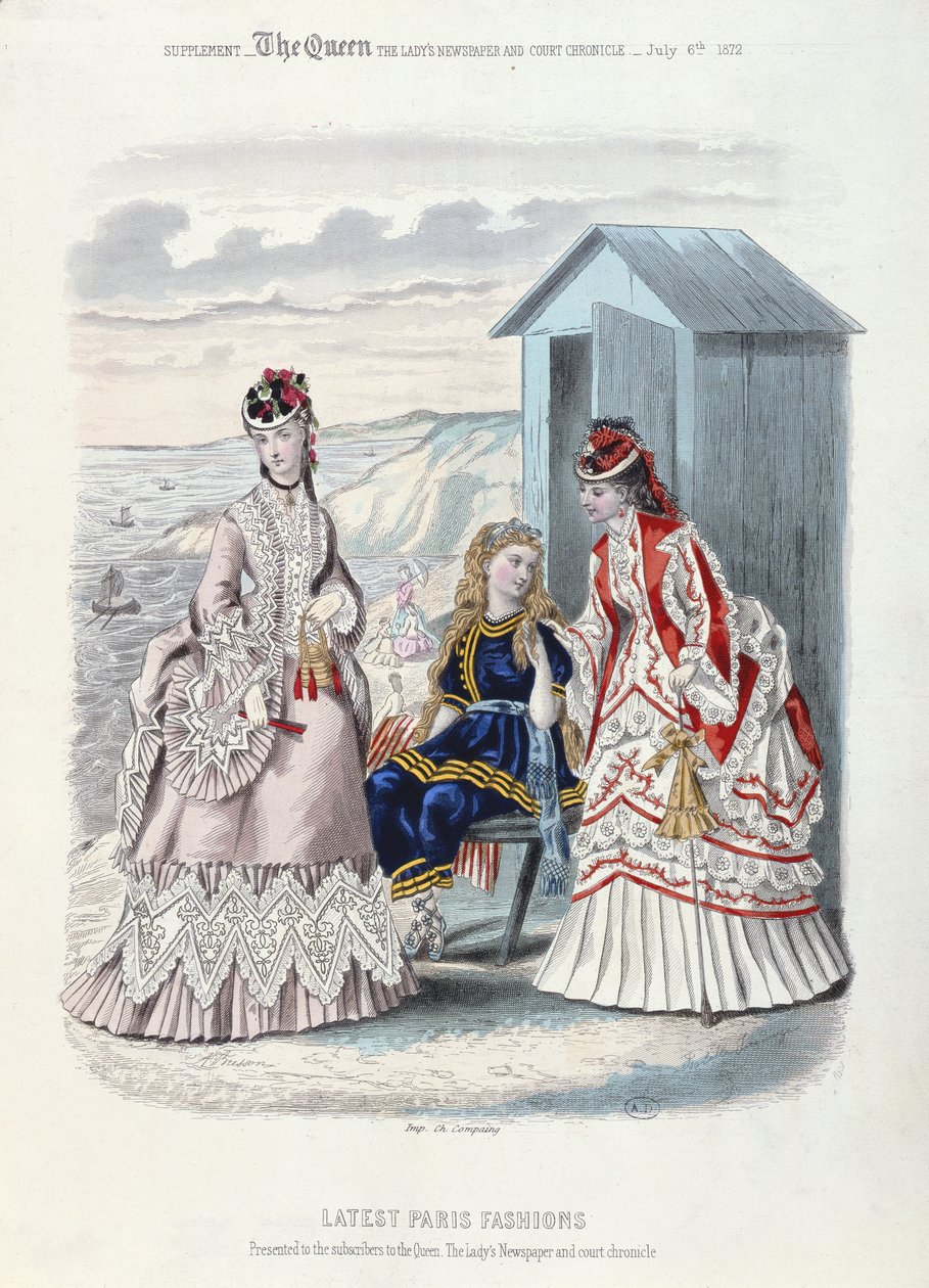 Die neuesten Pariser Strand- und Badeanzüge, 1872 von French School