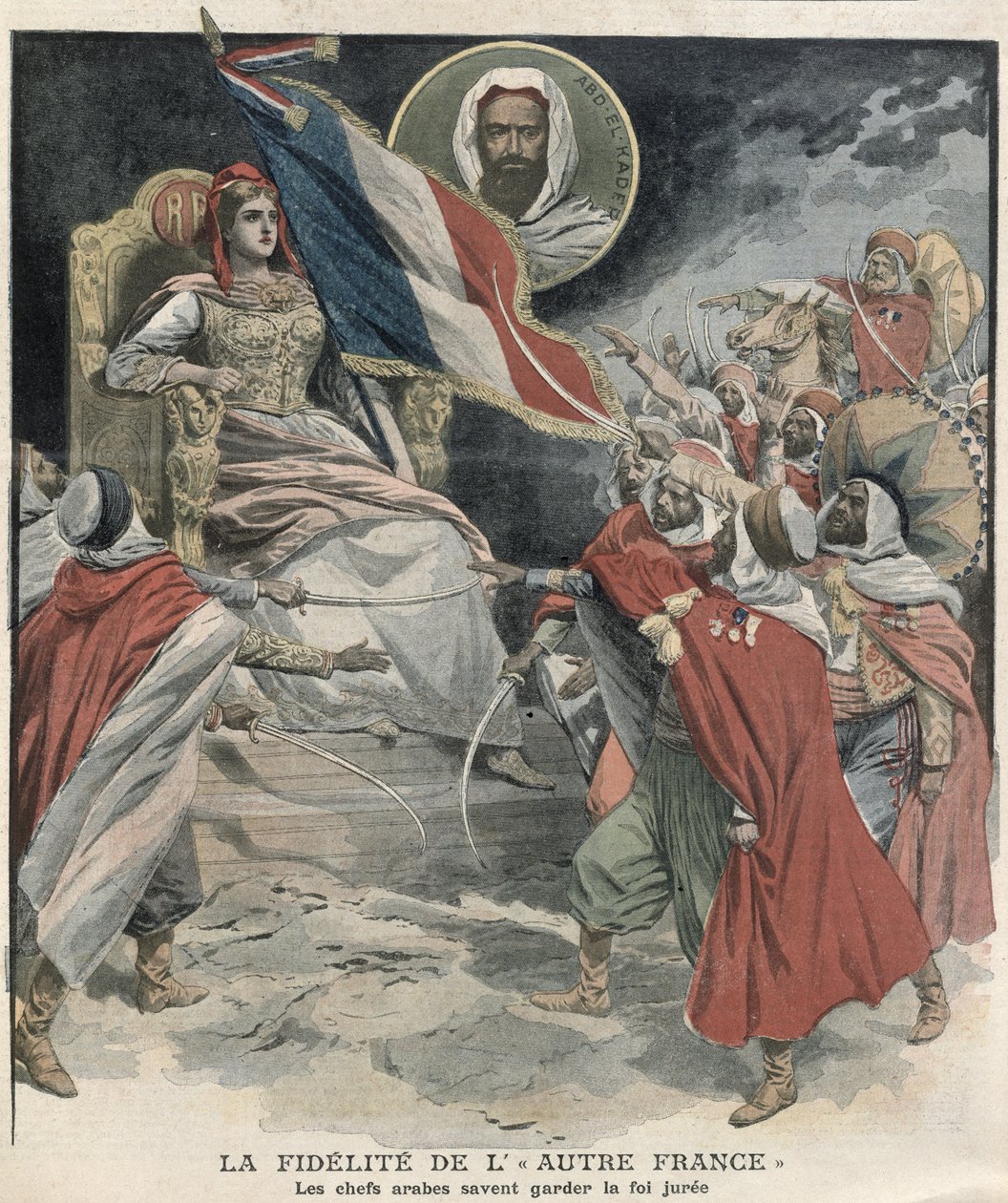 Die Loyalität der algerischen arabischen Häuptlinge zu Frankreich, Titelblatt von Le Petit Journal, 15. Dezember 1907 von French School