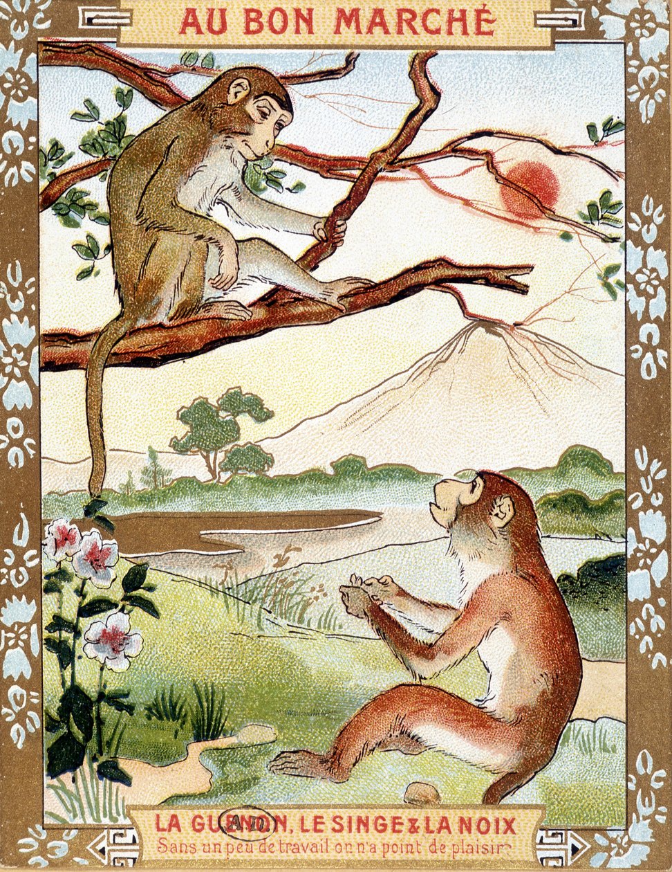 Der Affe und die Nuss (Fabel von La Fontaine) - Werbevignette du Bon Marché von French School