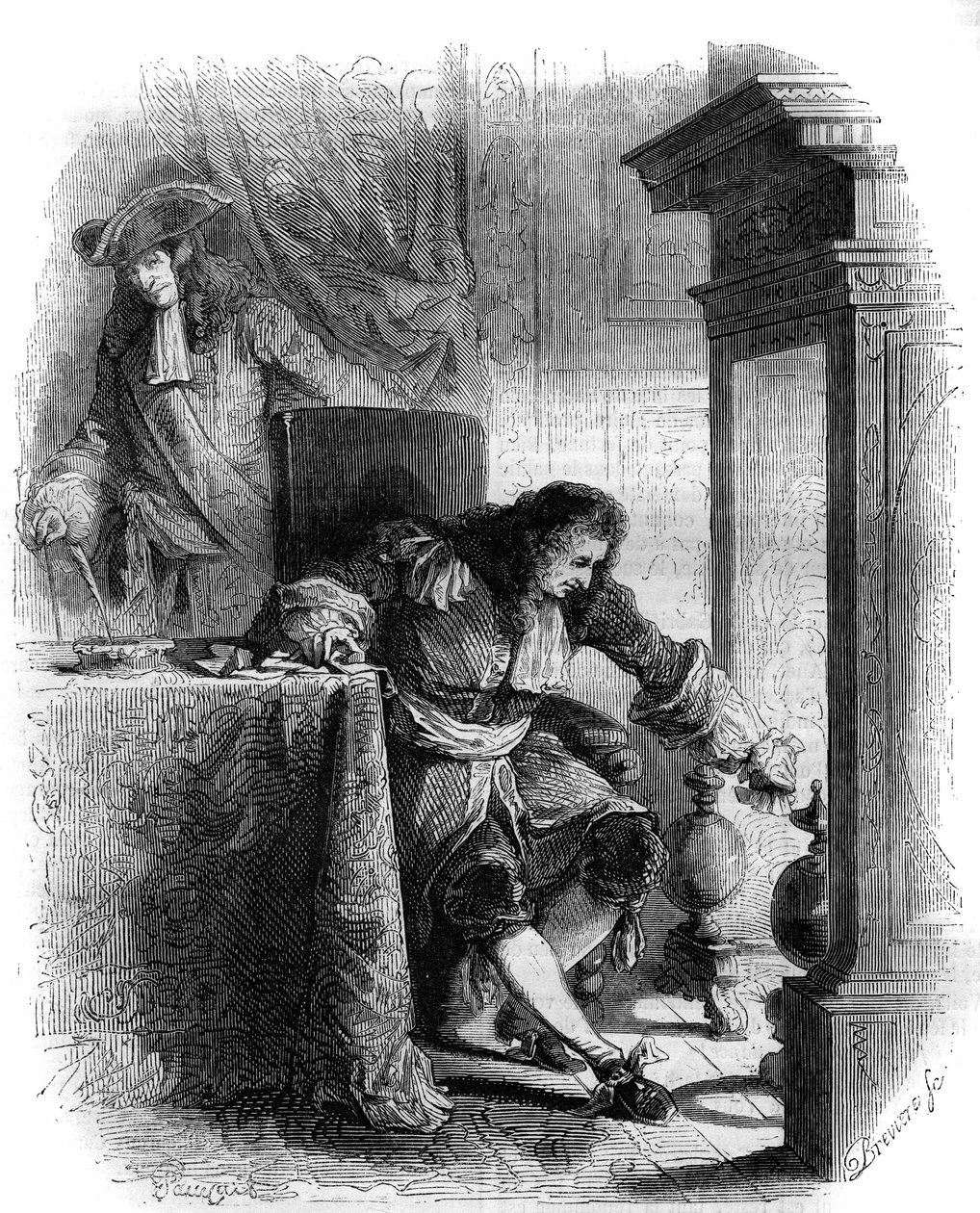 Der Dramatiker Jean Galbert de Cammistron (1656-1723) Korrespondenz mit Herzog Louis Joseph de Vendôme (1654-1712). Gravur von 1856. von French School