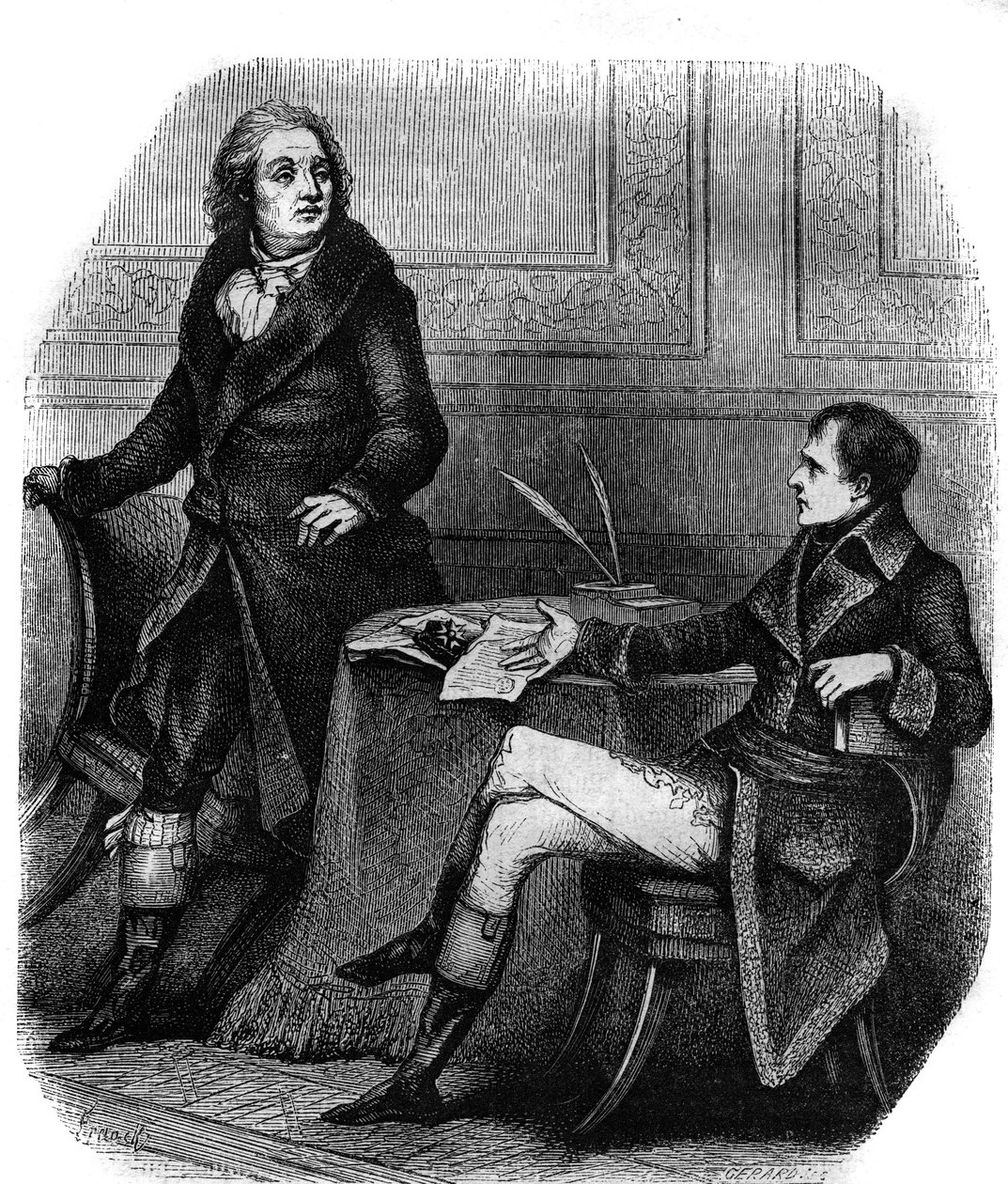 Der Dichter und Dramatiker Jean Francois (Jean-Francois) Ducis (1733-1816) mit Bonaparte (Napoleon I.) von French School