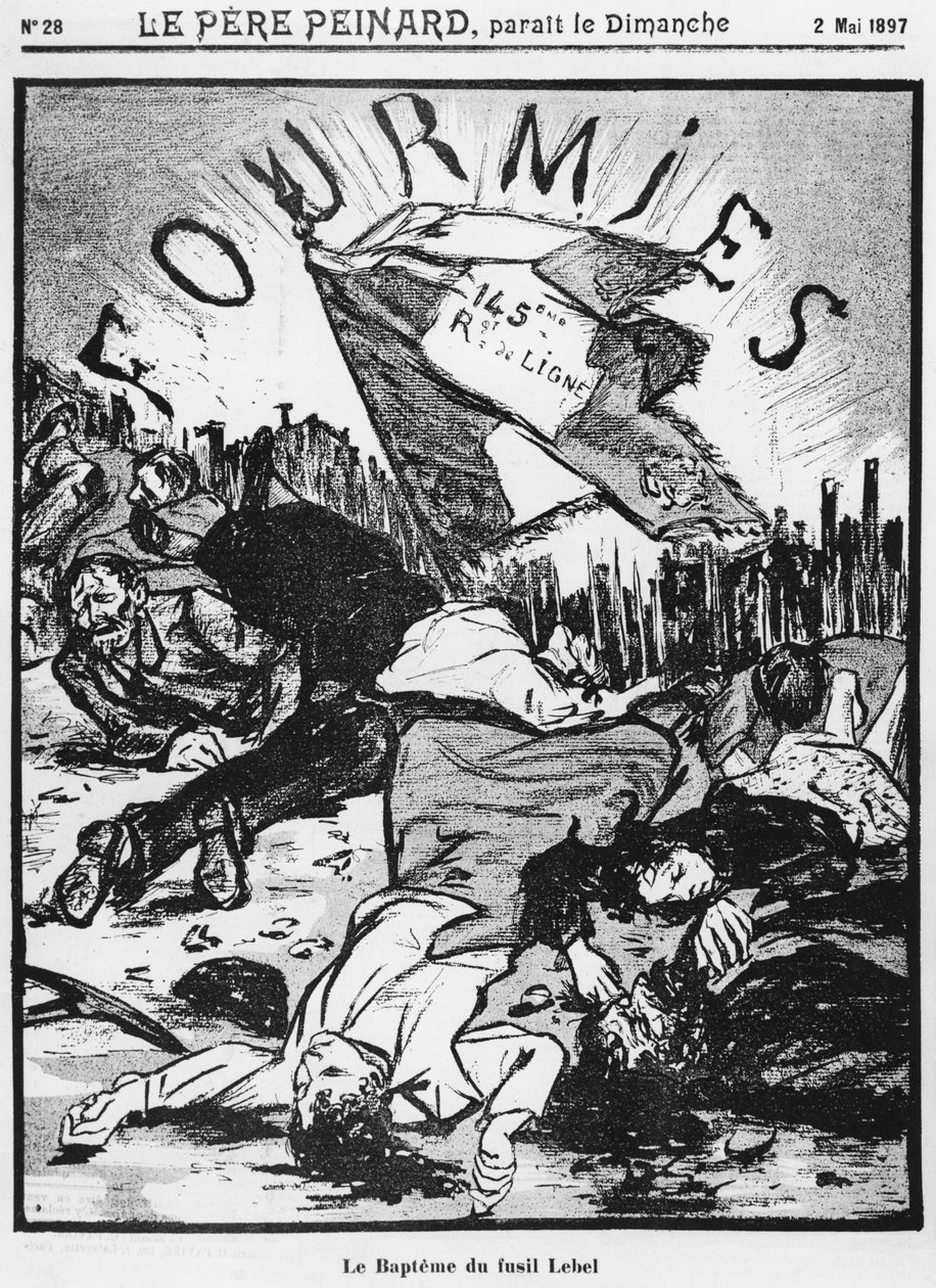 Die Erschießung von Fourmies, Illustration aus Le Pere Peinard, 2. Mai 1897 von French School