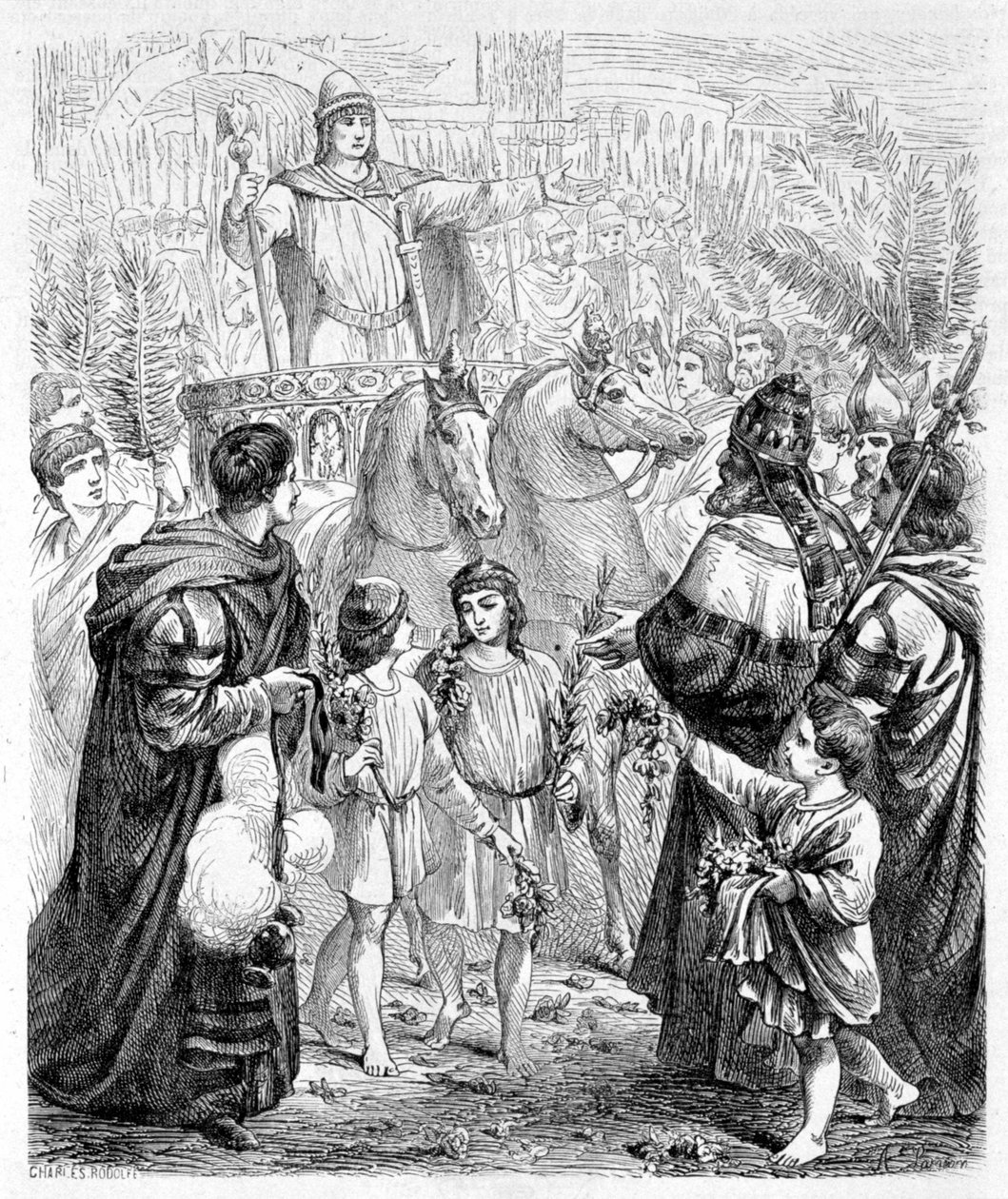 Der Triumph von Konstantin (Römischer Kaiser) - in „Geschichte der Päpste“ von French School