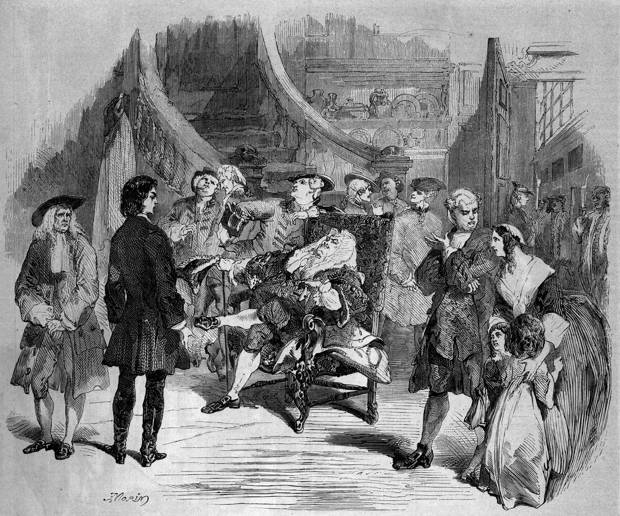 Theateraufführung: „Chatterton“ (Akt III, Szene VI) von Alfred de Vigny, gegeben an der Comédie-Française in Paris von French School