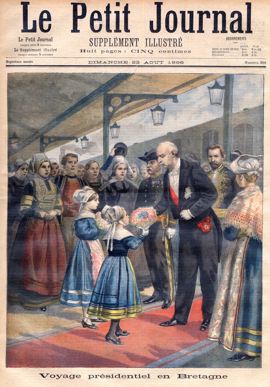 Titelseite, die die Präsidialreise von Félix Faure nach Großbritannien darstellt, Illustration aus dem illustrierten Supplement von Le Petit Journal, 23. August von French School